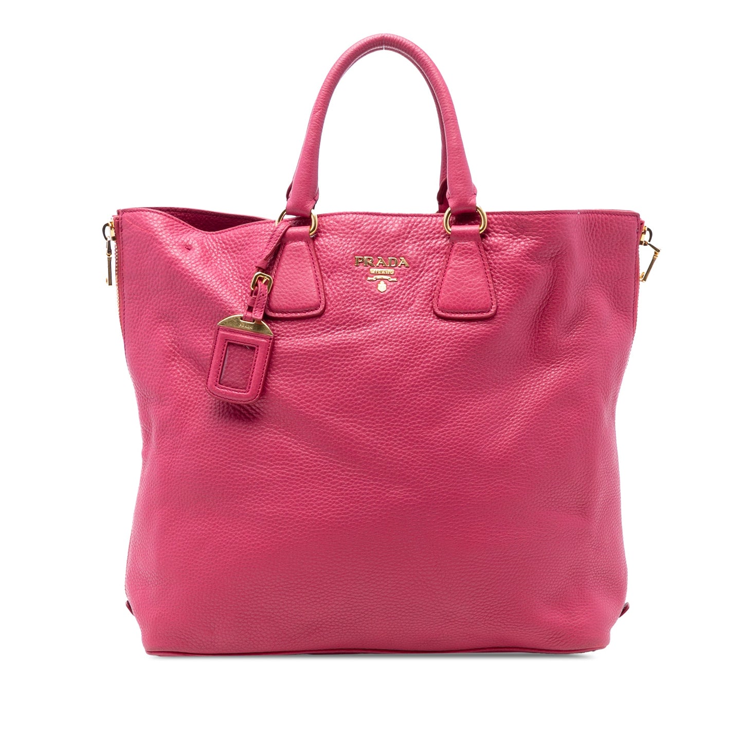 Prada Vitello Daino Side Zip Open Convertible Tote