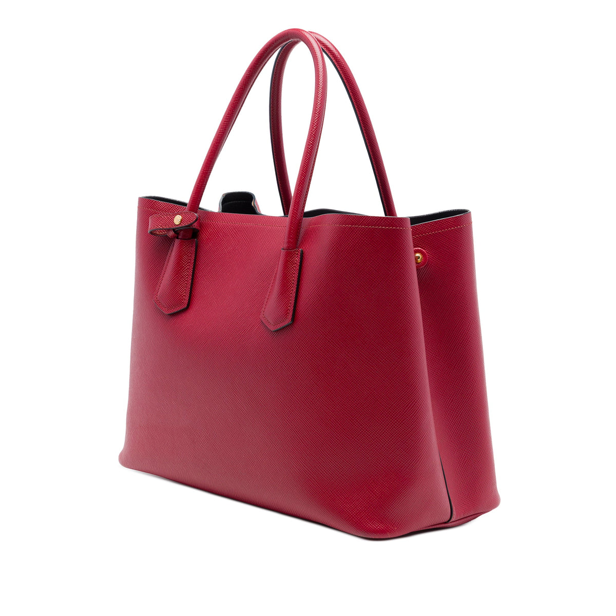 Prada Large Saffiano Cuir Double Satchel — Red