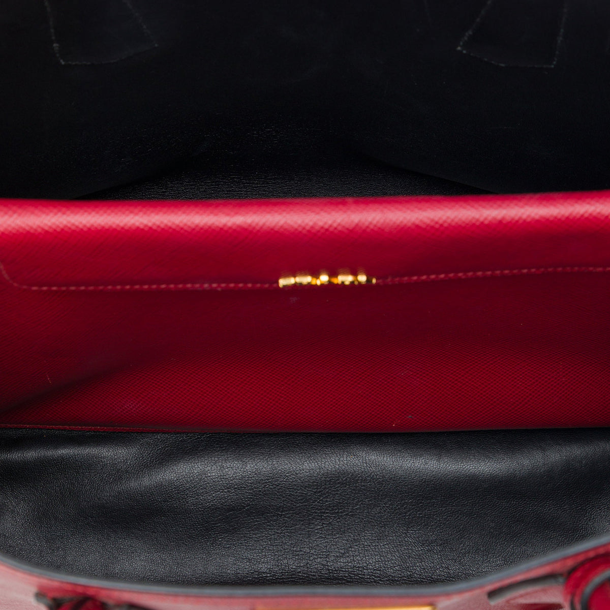 Prada Large Saffiano Cuir Double Satchel — Red
