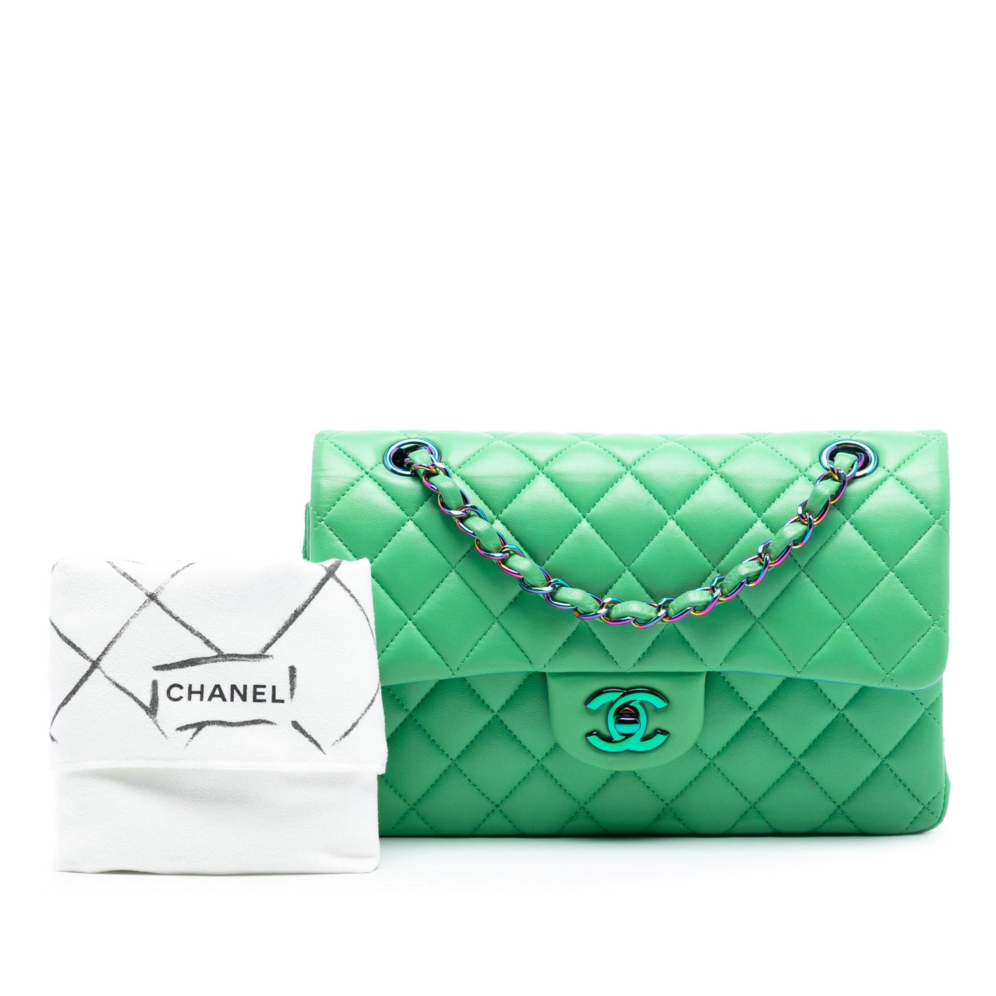 Chanel Small Classic Lambskin Rainbow Hardware Double Flap