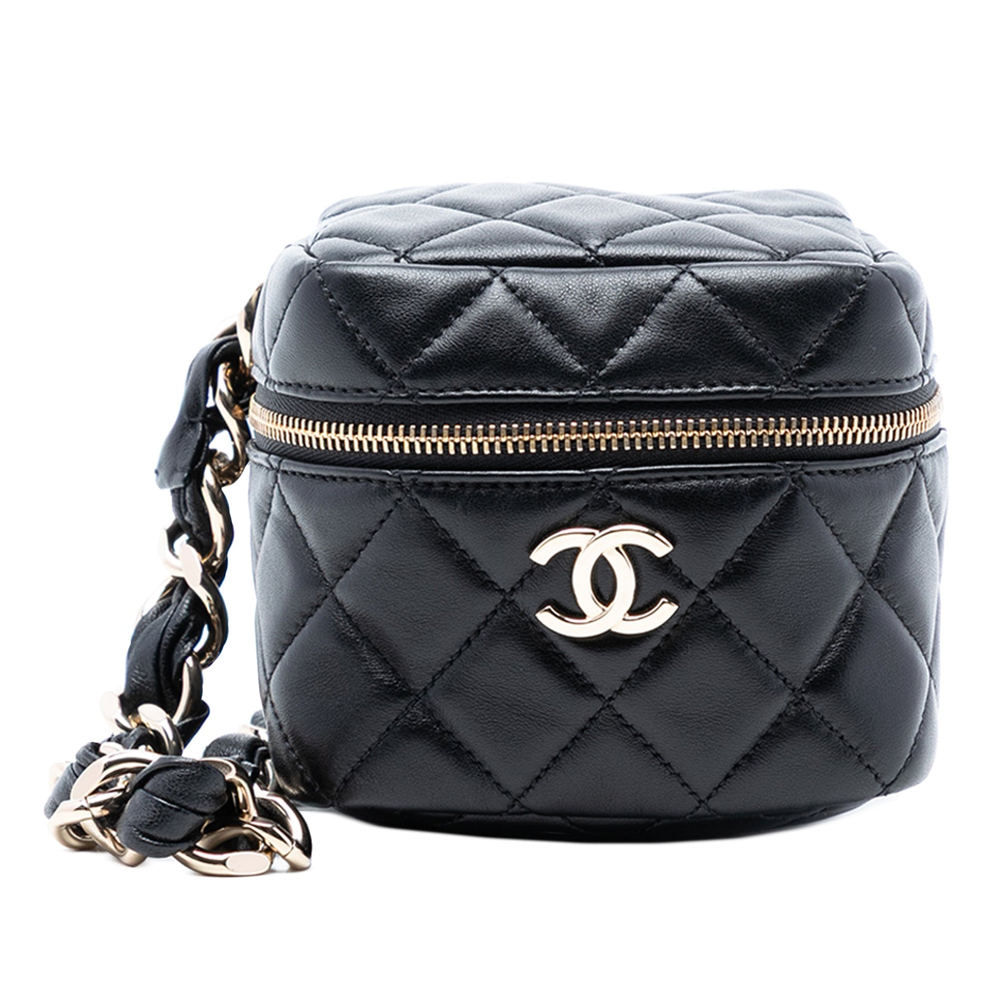 Chanel CC Quilted Lambskin Cube Wristlet Vanity Case