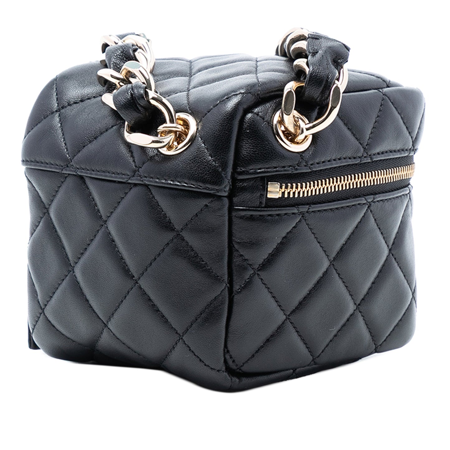 Chanel CC Quilted Lambskin Cube Wristlet Vanity Case