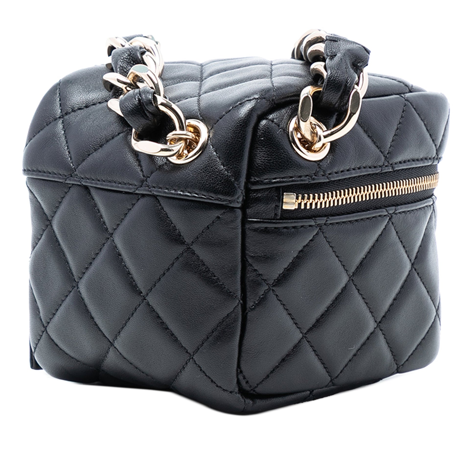 Chanel CC Quilted Lambskin Cube Wristlet Vanity Case