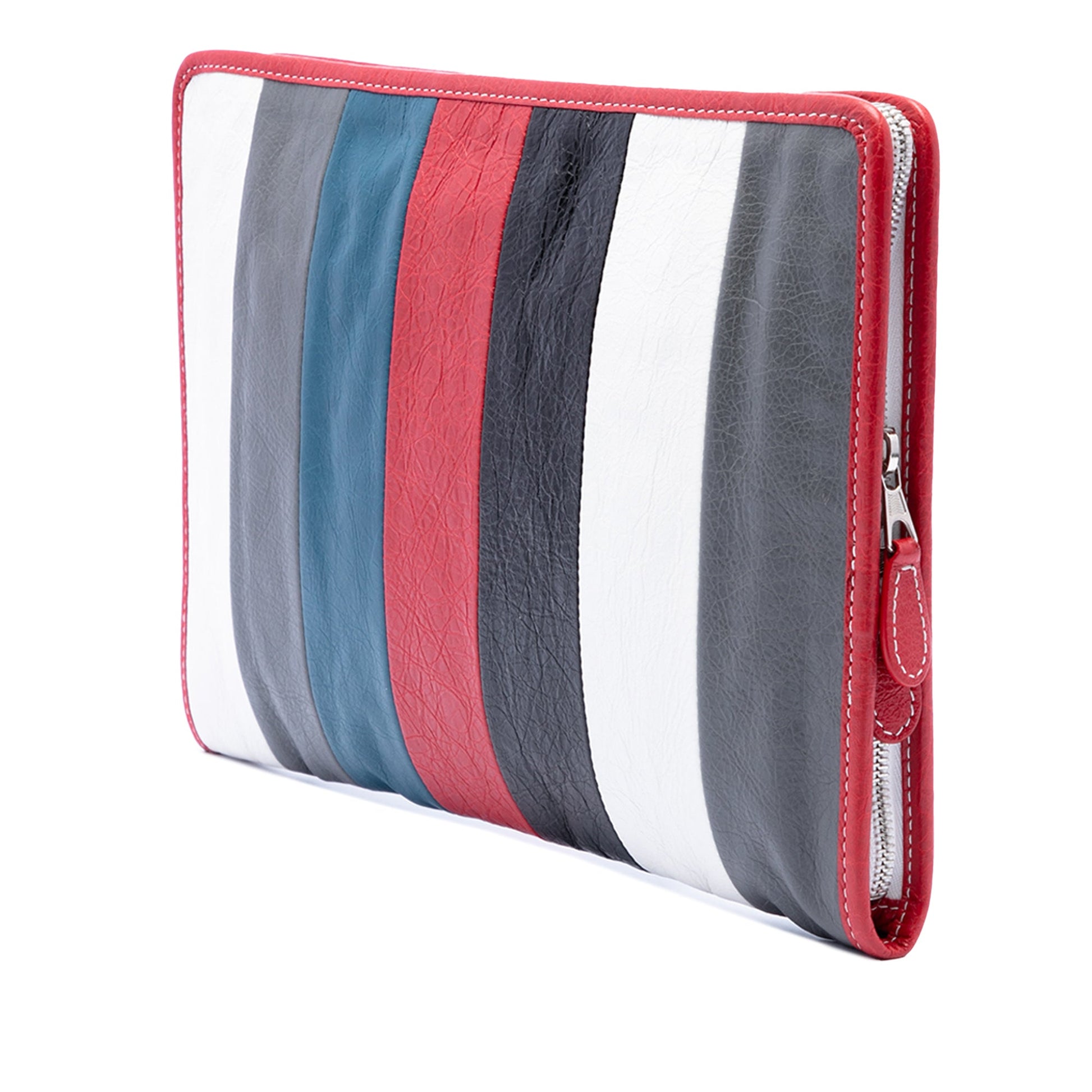 Balenciaga Lambskin Striped Bazar Clutch