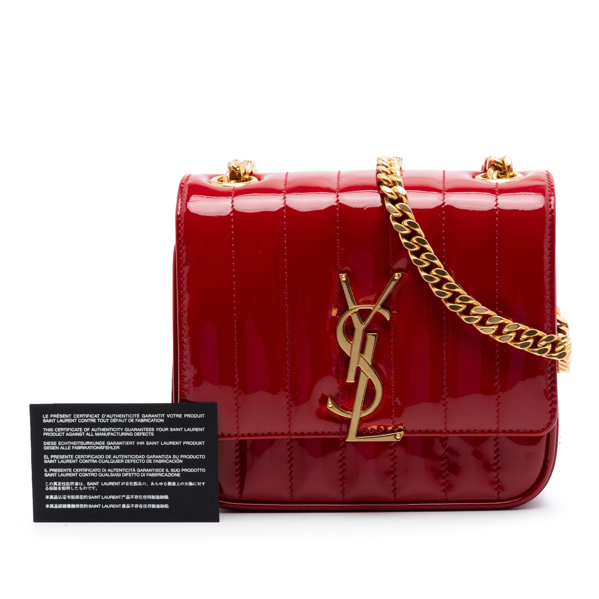 Saint Laurent Small Patent Monogram Vicky Chain Bag