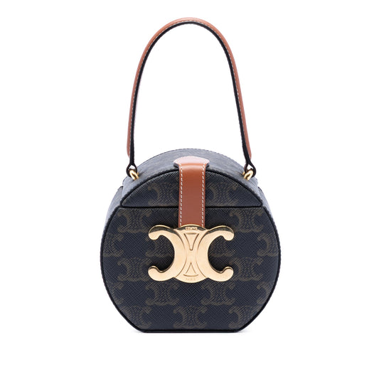 Celine Triomphe Coated Canvas Round Box Handbag