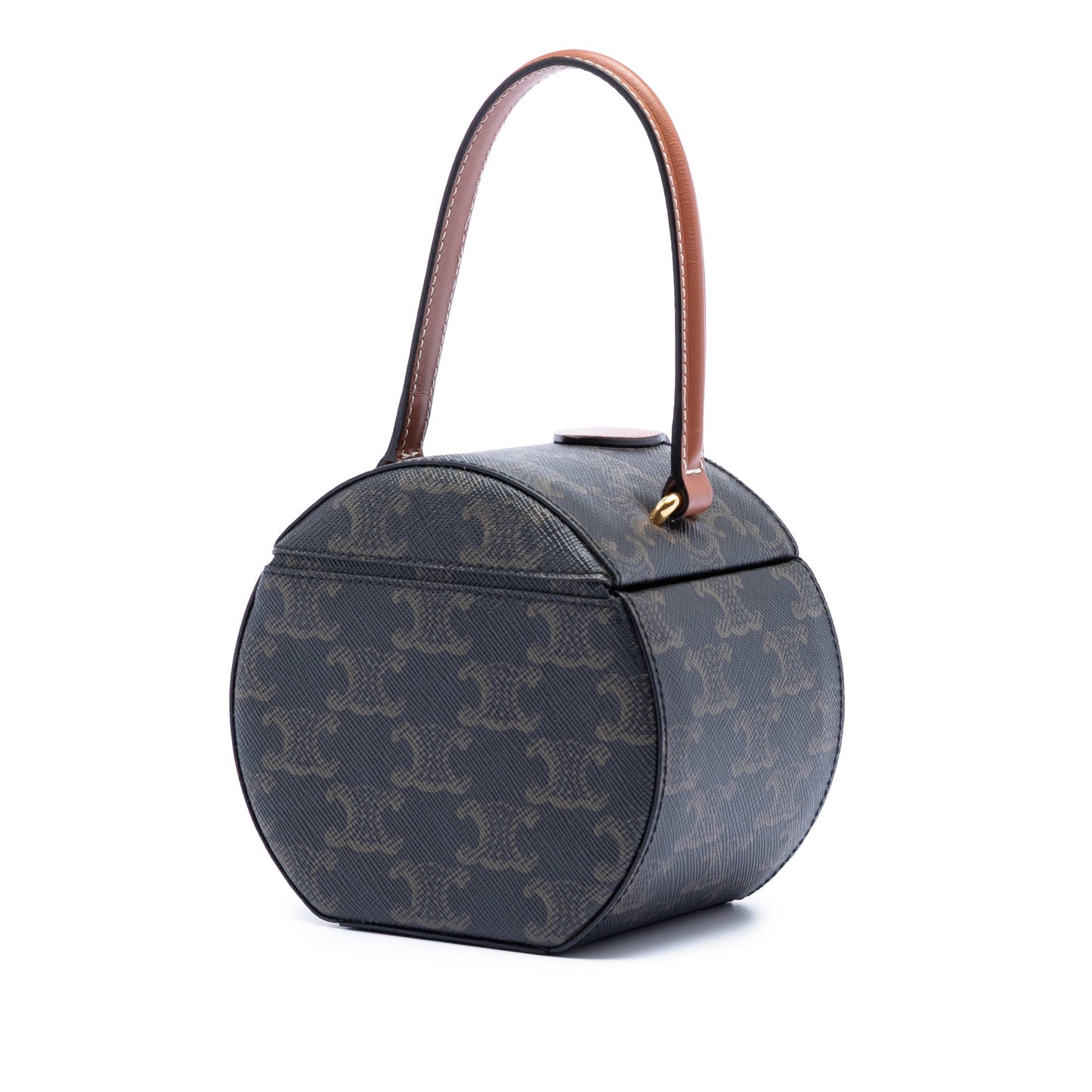 Celine Triomphe Coated Canvas Round Box Handbag