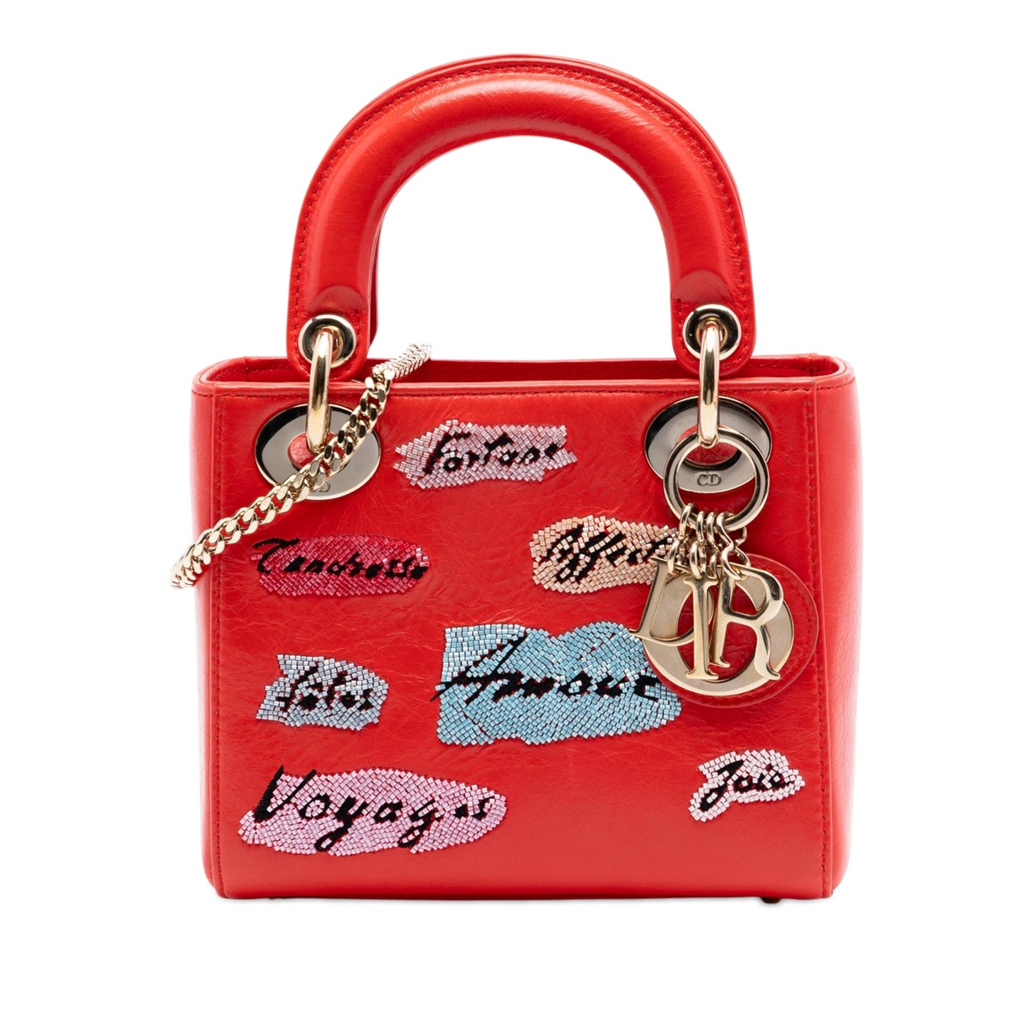 Dior Mini Calfskin Beaded Lady Dior