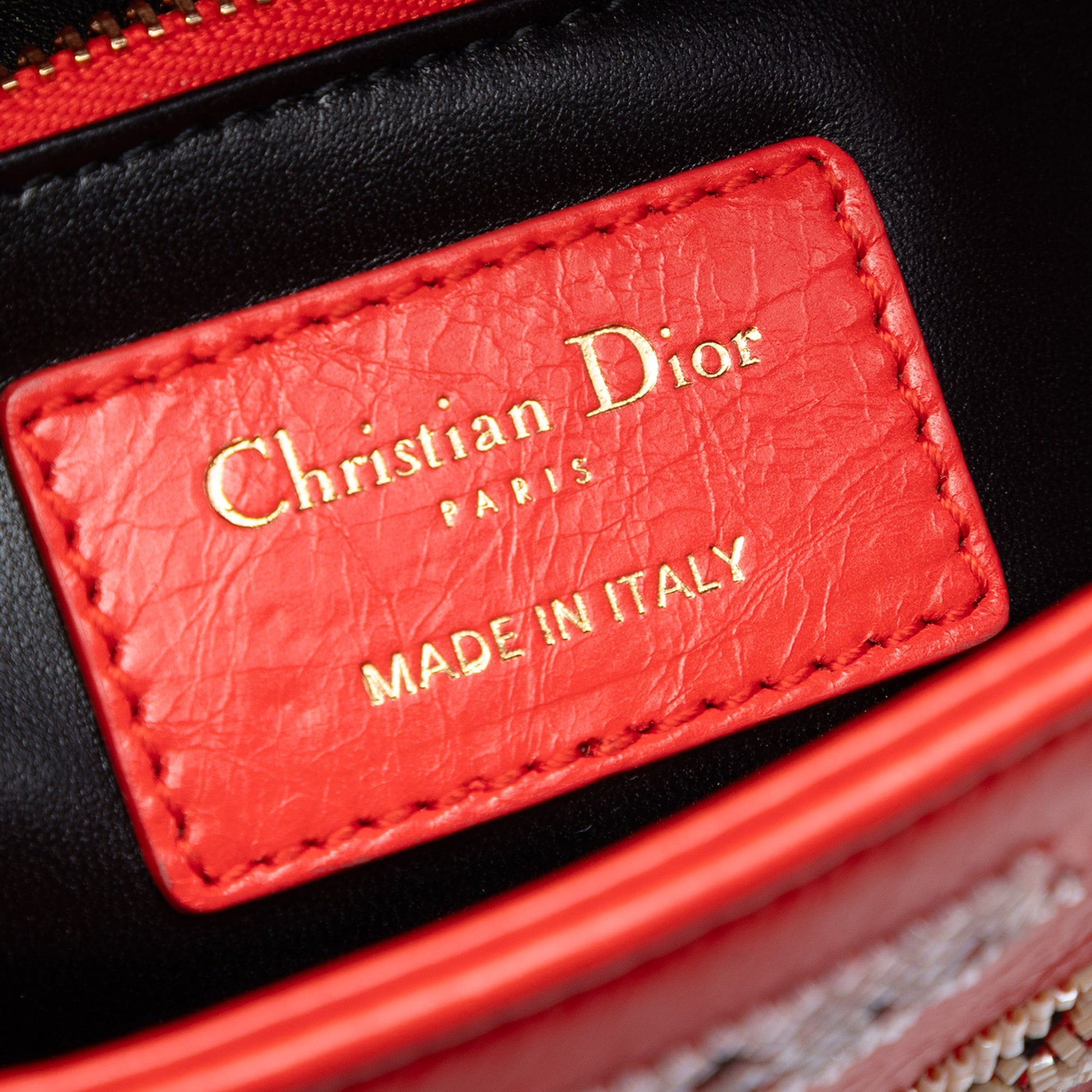 Dior Mini Calfskin Beaded Lady Dior
