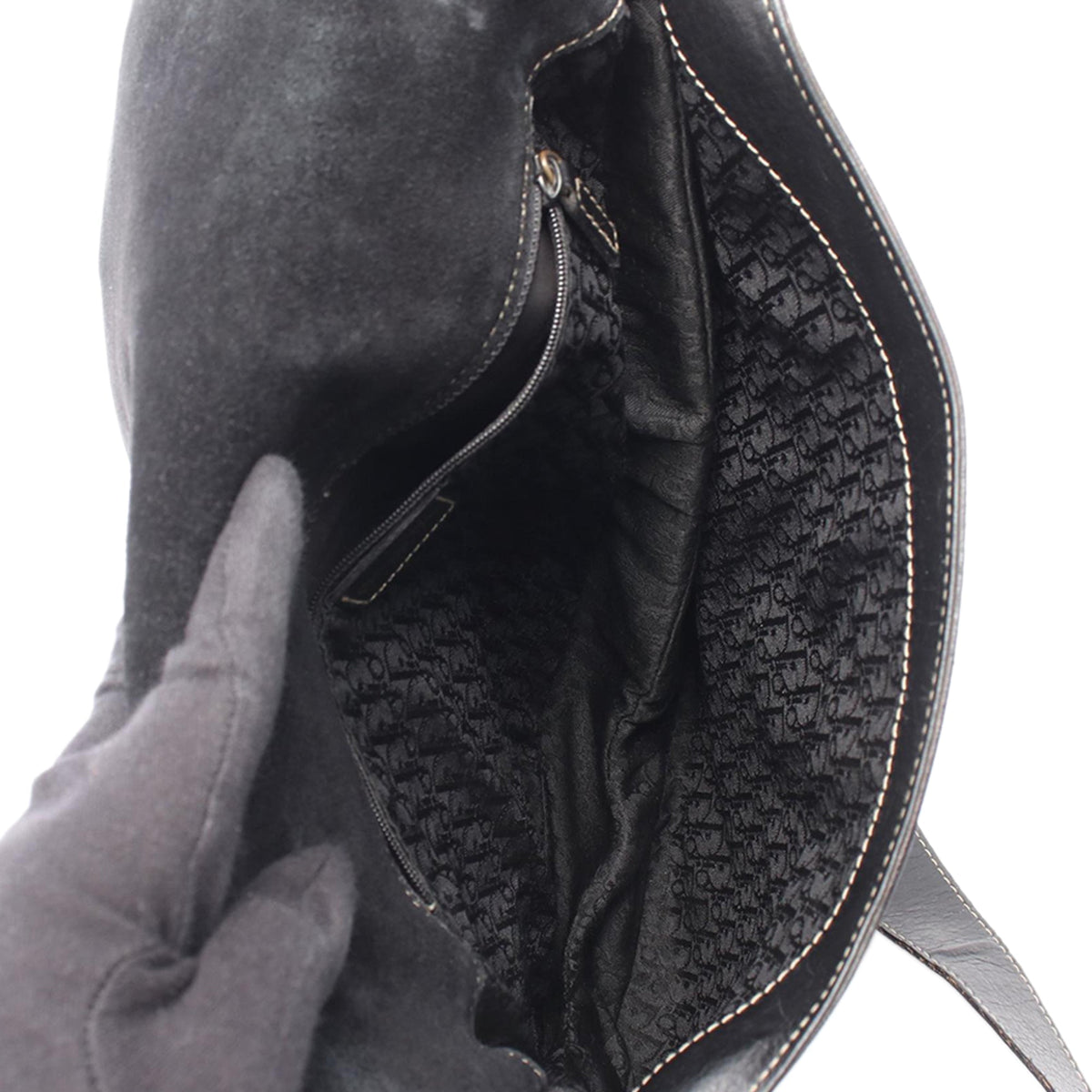 Dior Leather Baudrier Saddle Bag — Black