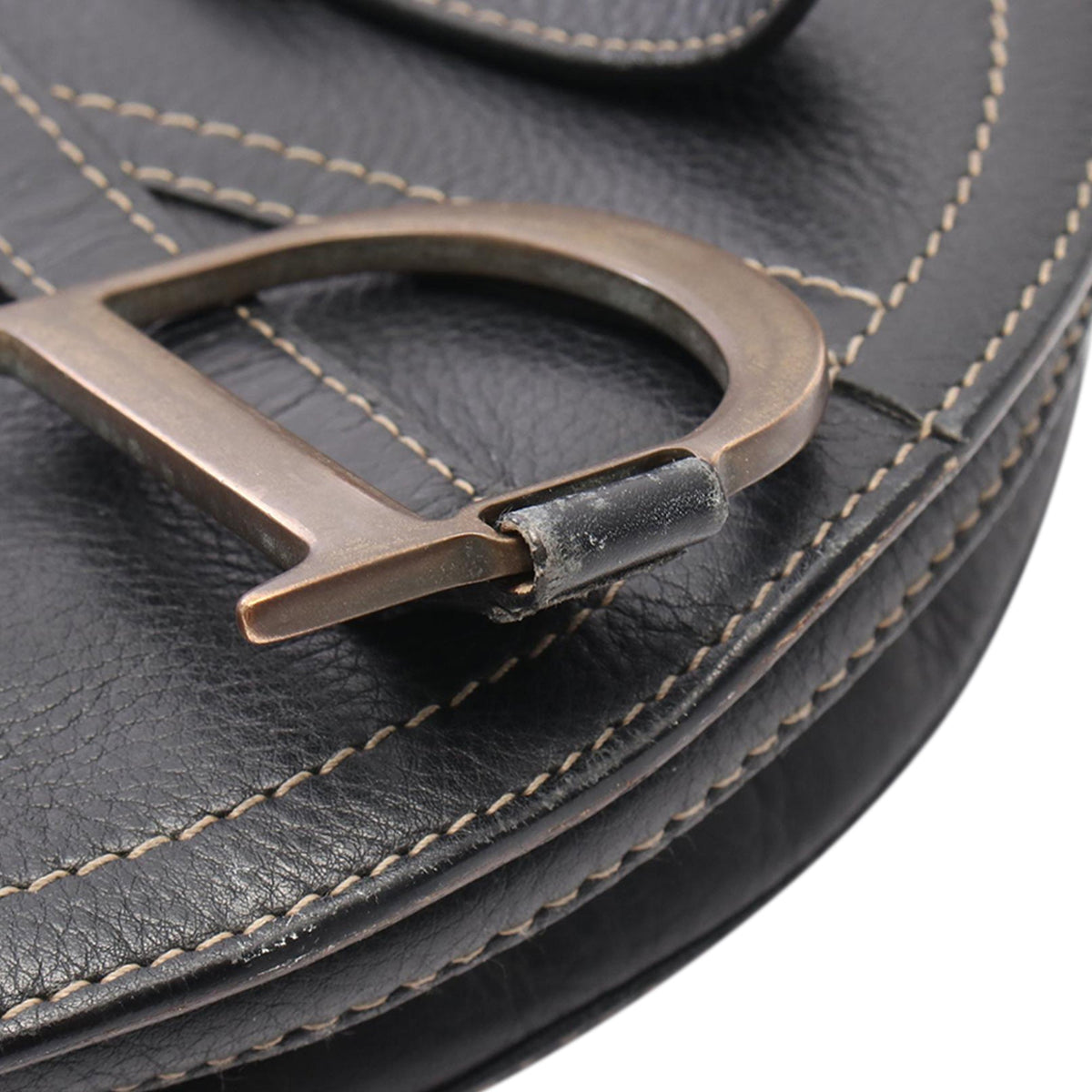 Dior Leather Baudrier Saddle Bag — Black