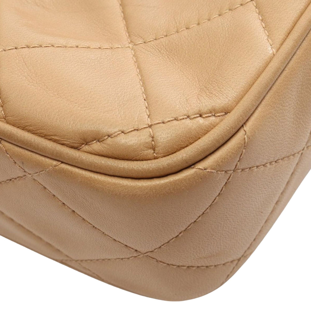 Chanel CC Quilted Lambskin Tassel Camera Bag — Beige