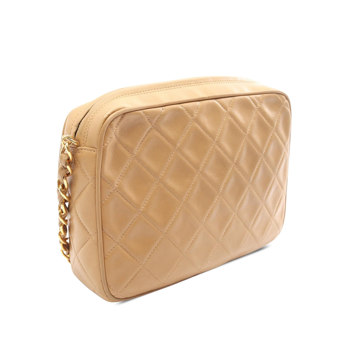 Chanel CC Quilted Lambskin Tassel Camera Bag — Beige