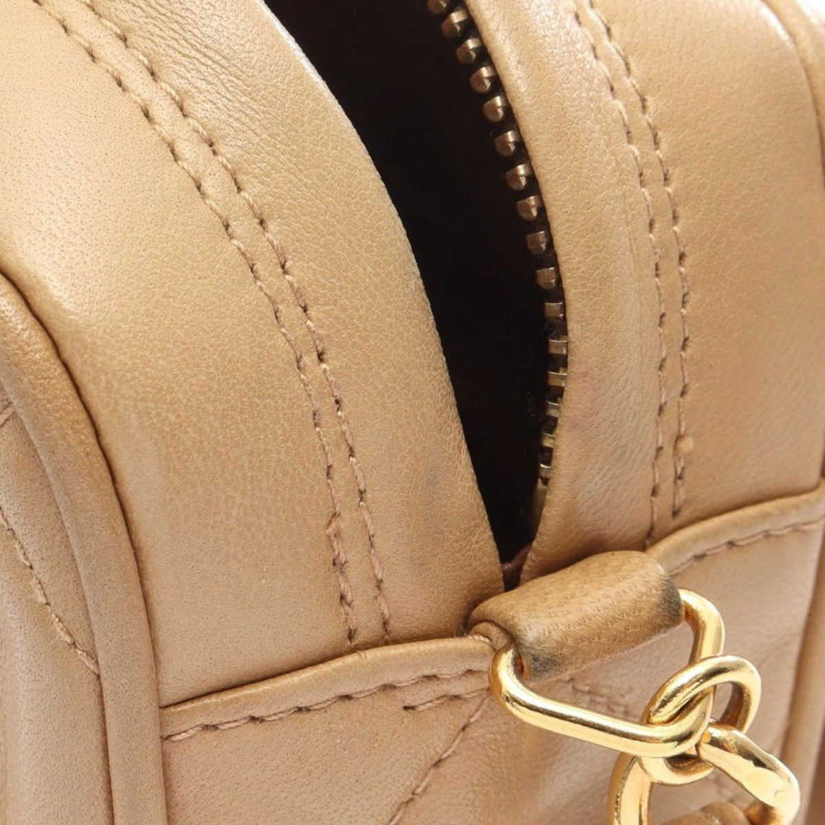 Chanel CC Quilted Lambskin Tassel Camera Bag — Beige