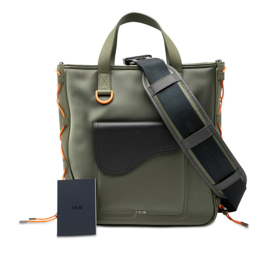 Dior Sacai Nylon and Leather Saddle Tote