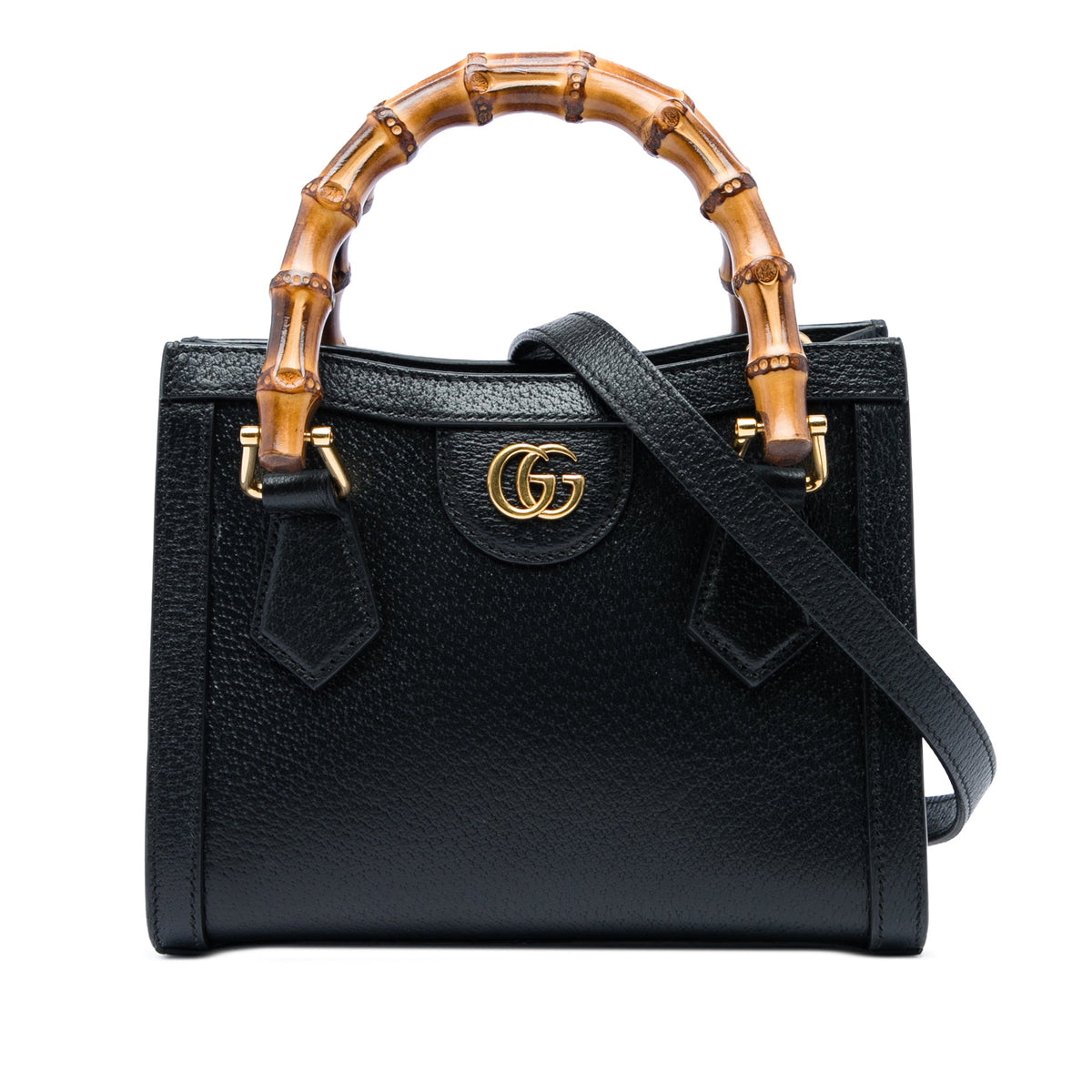 Gucci Small Calfskin Bamboo Diana Satchel — Black