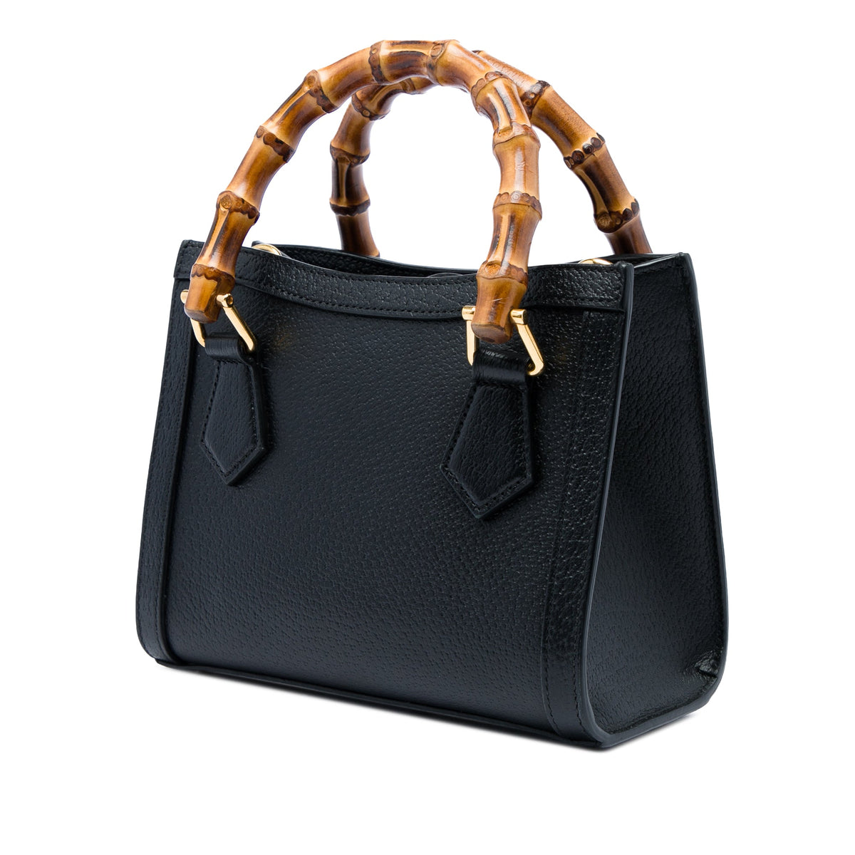 Gucci Small Calfskin Bamboo Diana Satchel — Black