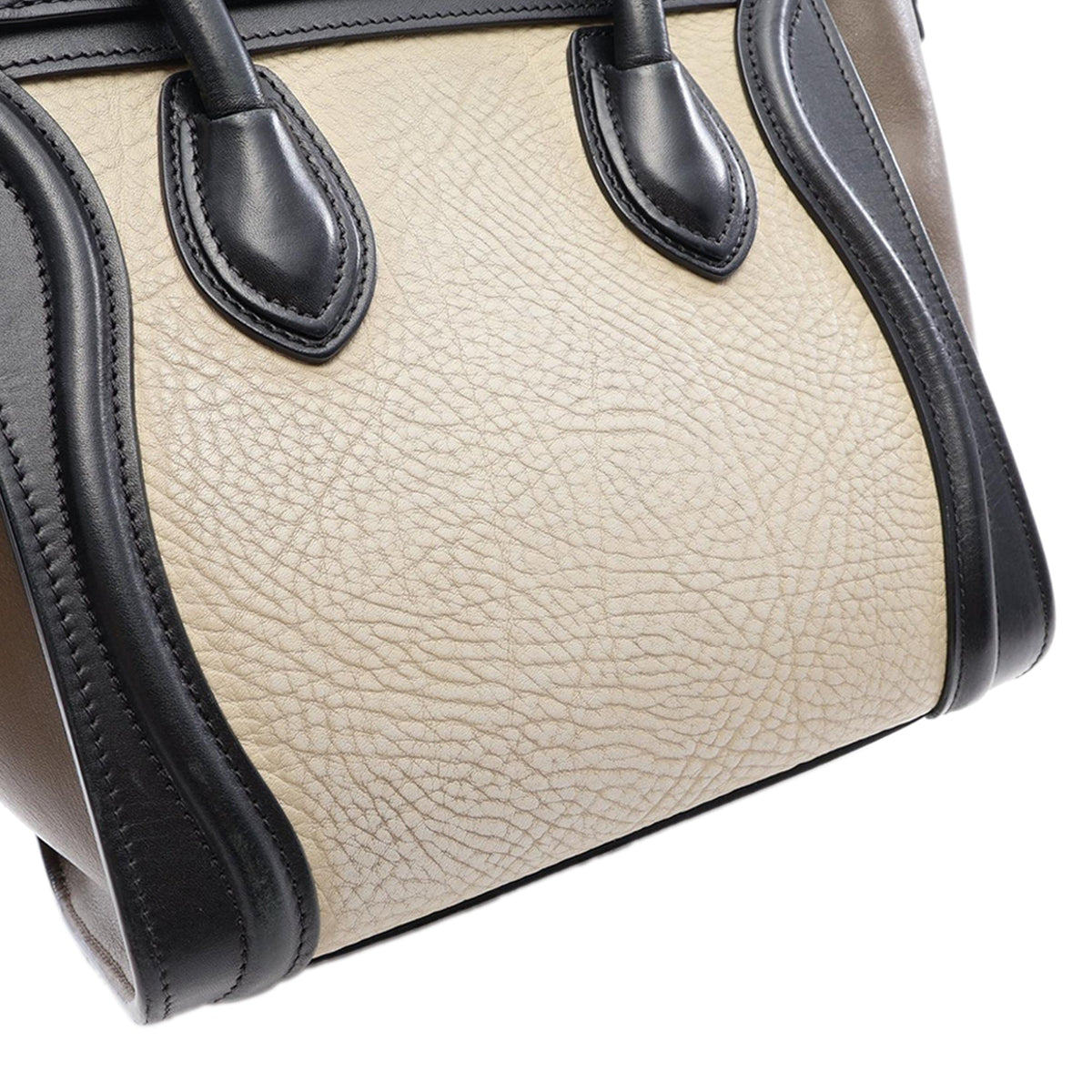 Celine Nano Tricolor Leather Luggage Tote — Brown