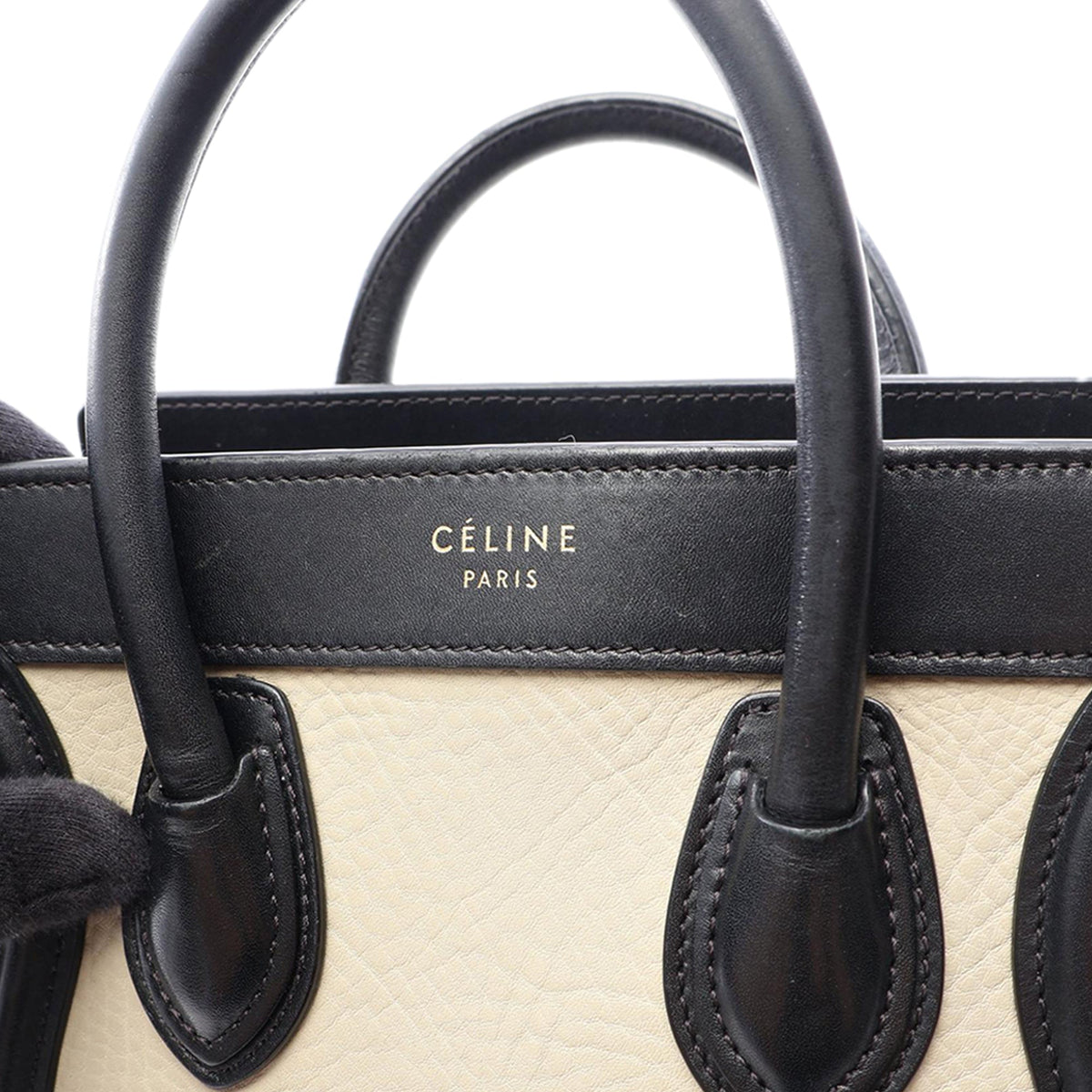 Celine Nano Tricolor Leather Luggage Tote — Brown