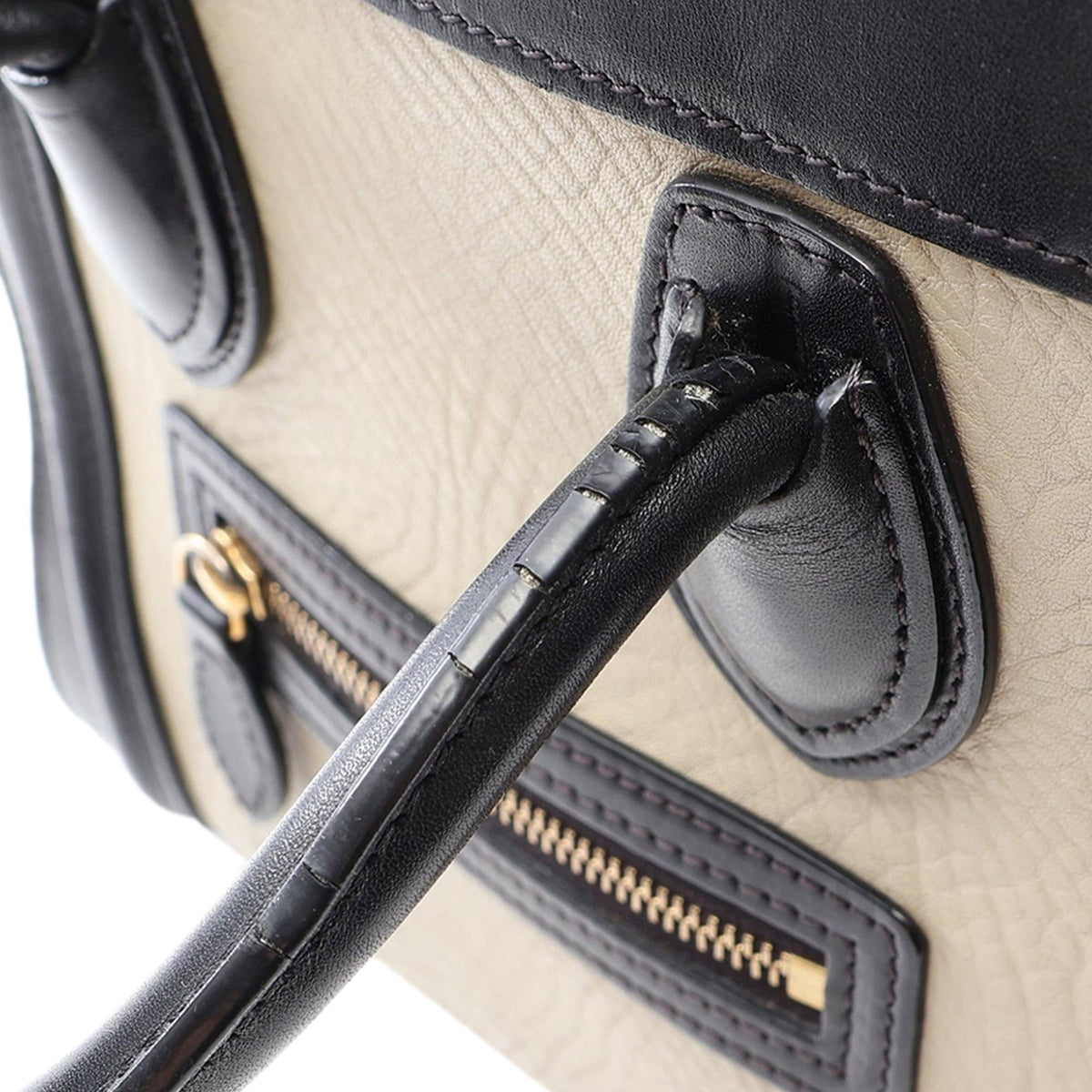 Celine Nano Tricolor Leather Luggage Tote — Brown