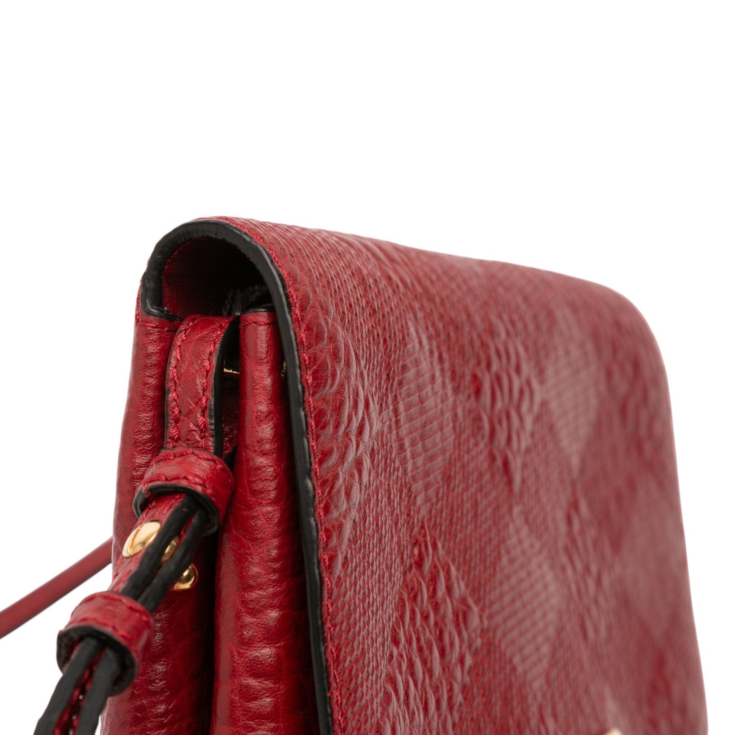 Burberry Embossed Grain Check Leather Langley Crossbody