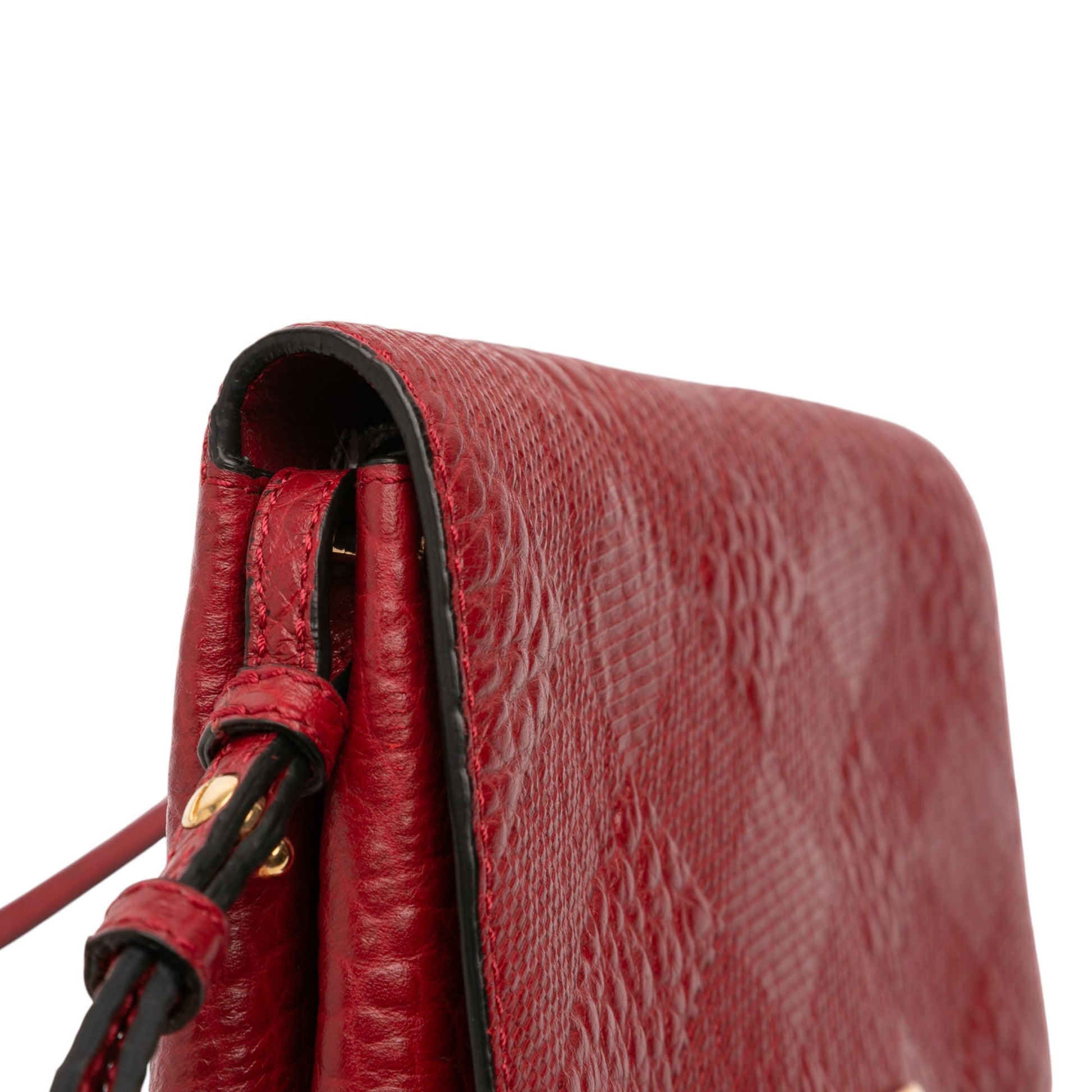 Burberry Embossed Grain Check Leather Langley Crossbody