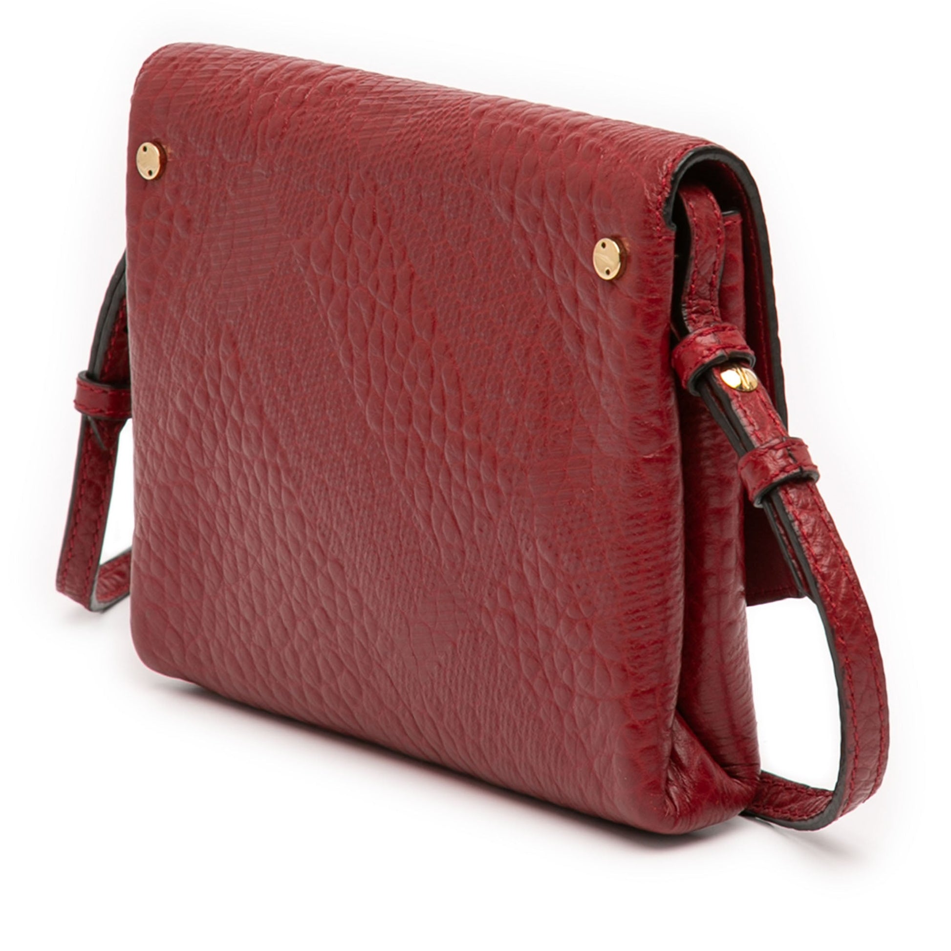 Burberry Embossed Grain Check Leather Langley Crossbody
