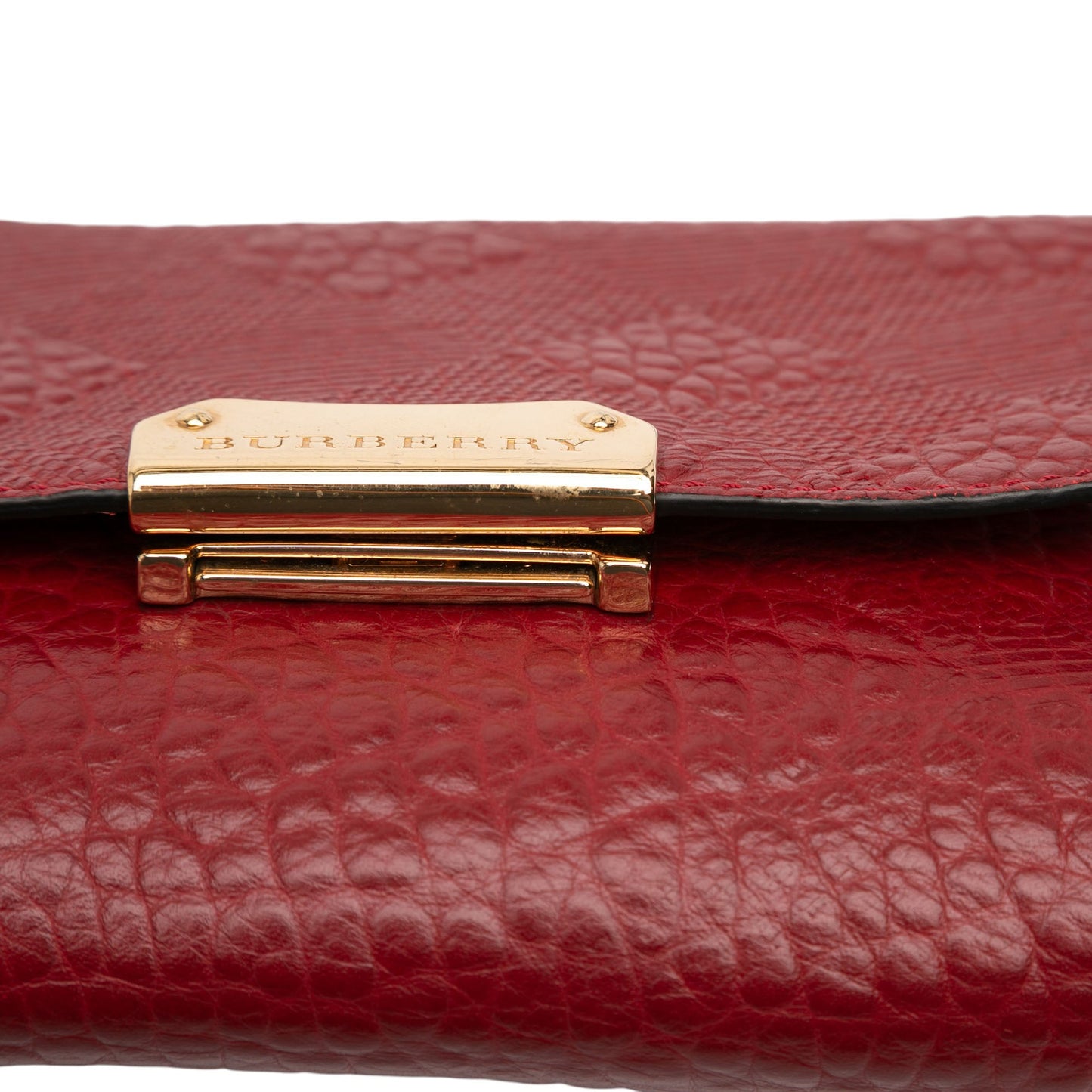 Burberry Embossed Grain Check Leather Langley Crossbody