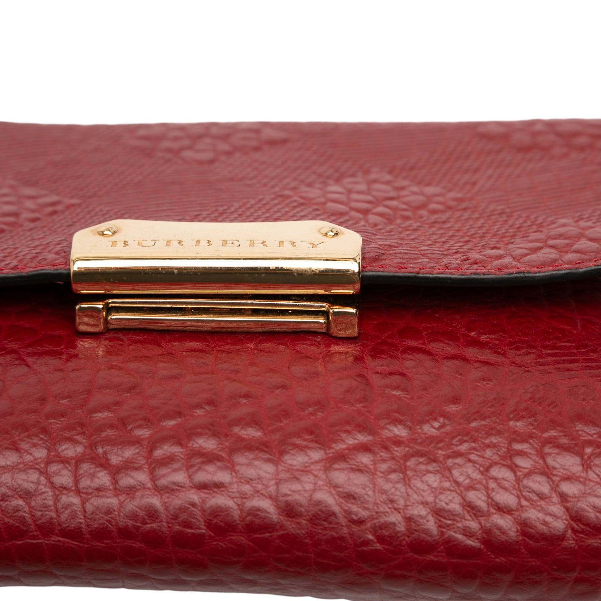 Burberry Embossed Grain Check Leather Langley Crossbody