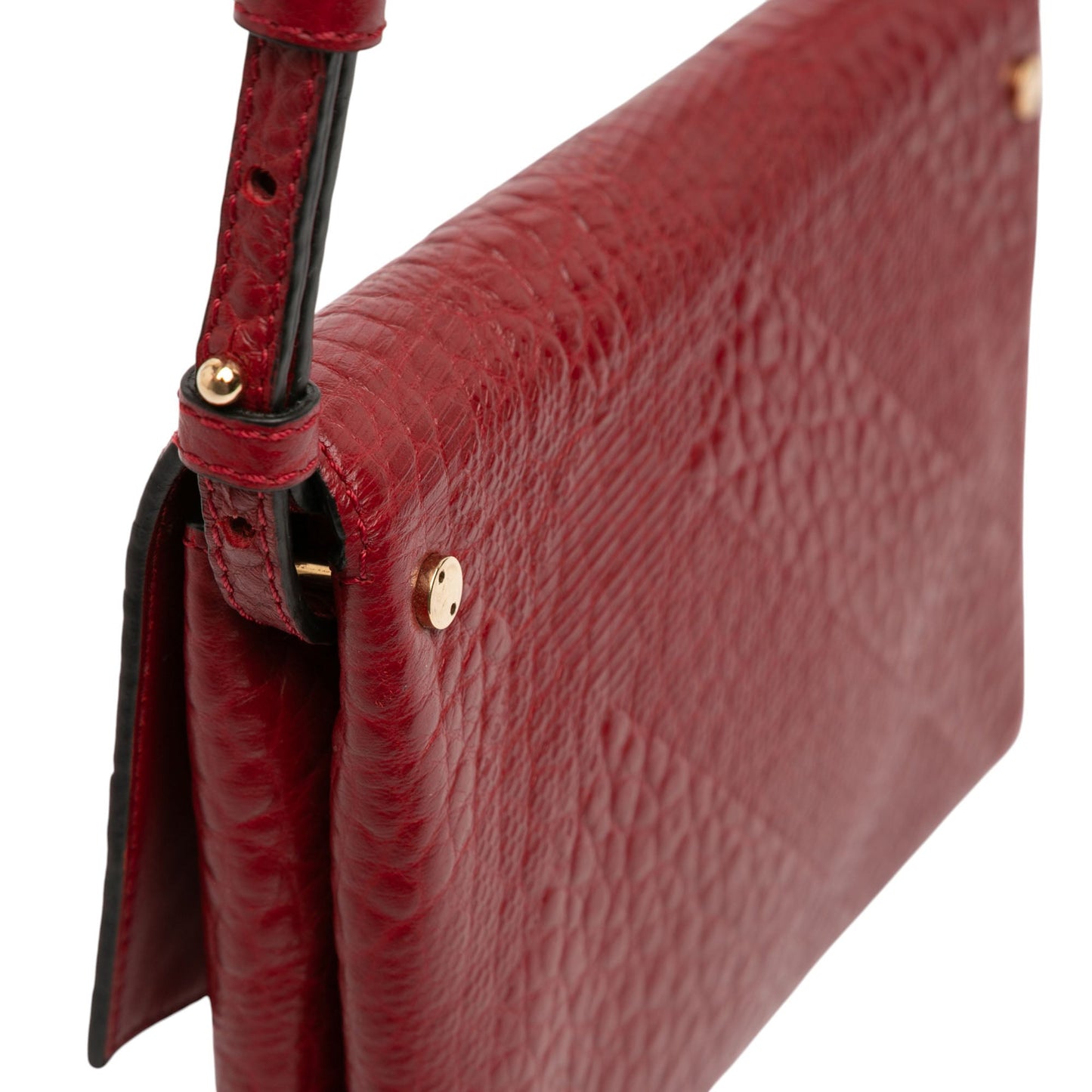 Burberry Embossed Grain Check Leather Langley Crossbody