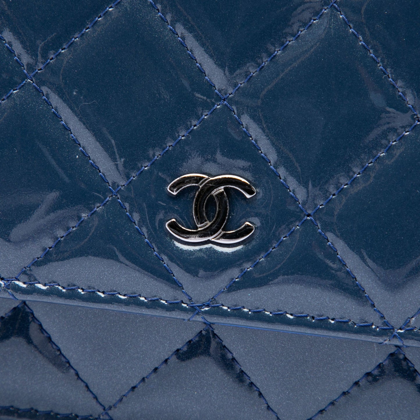 Chanel CC Quilted Patent Wallet On Chain