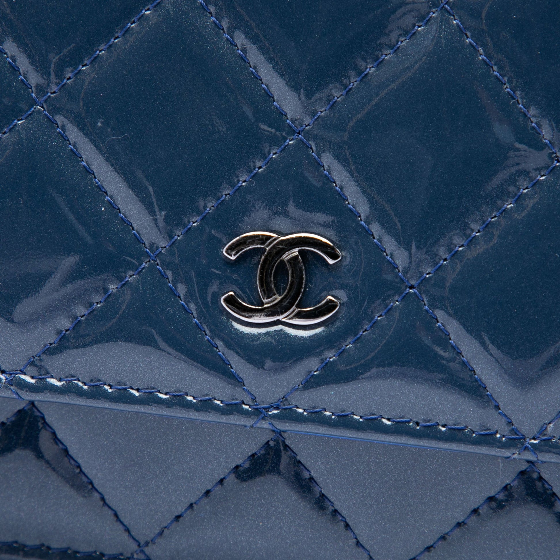 Chanel CC Quilted Patent Wallet On Chain