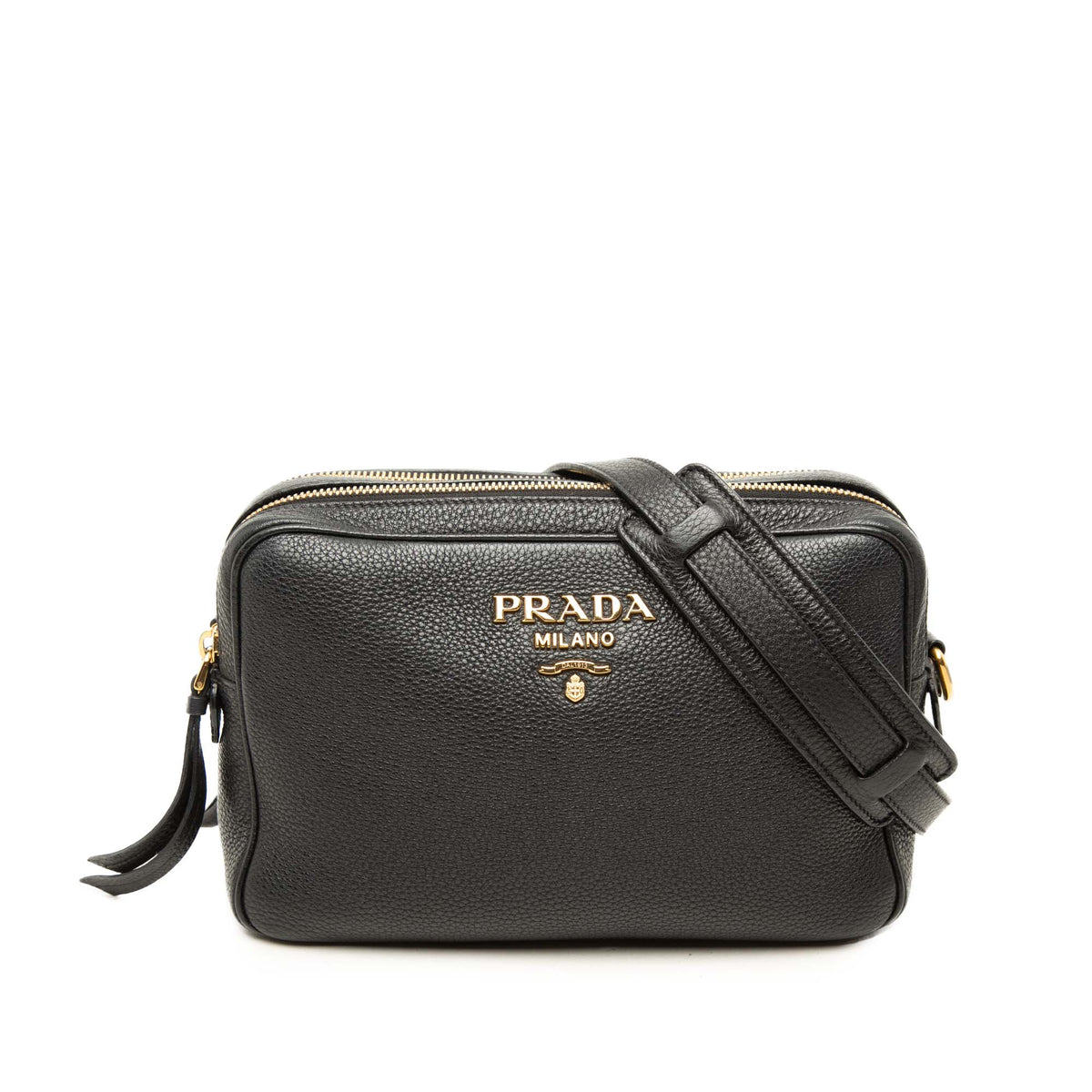 Prada Vitello Phenix Double Zip Camera Bag — Black