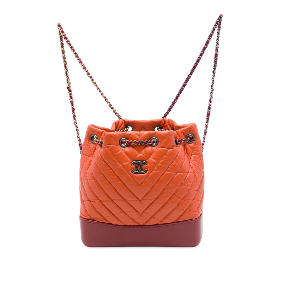 Chanel Small Bicolor Chevron Aged Calfskin Gabrielle Backpack