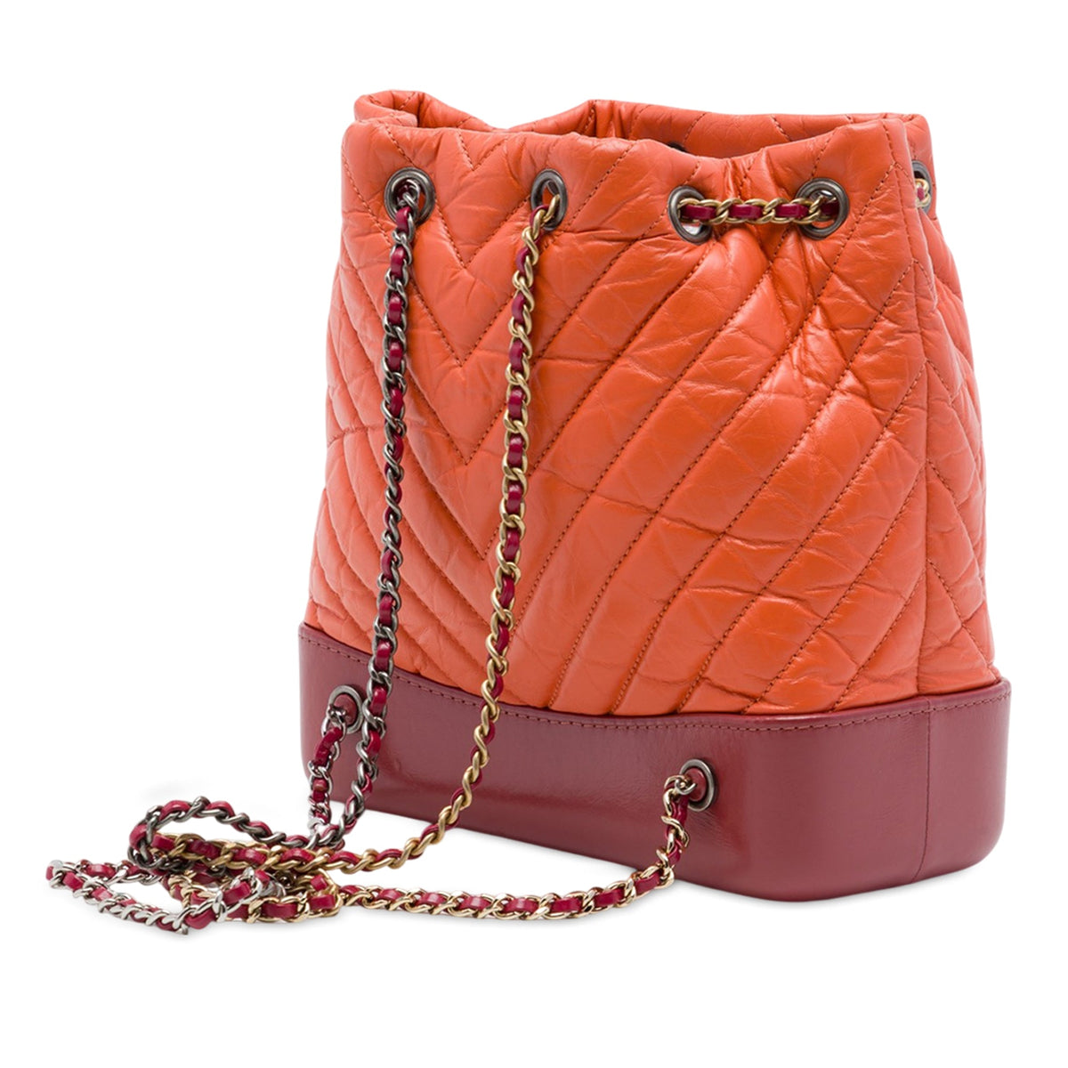 Chanel Small Bicolor Chevron Aged Calfskin Gabrielle Backpack