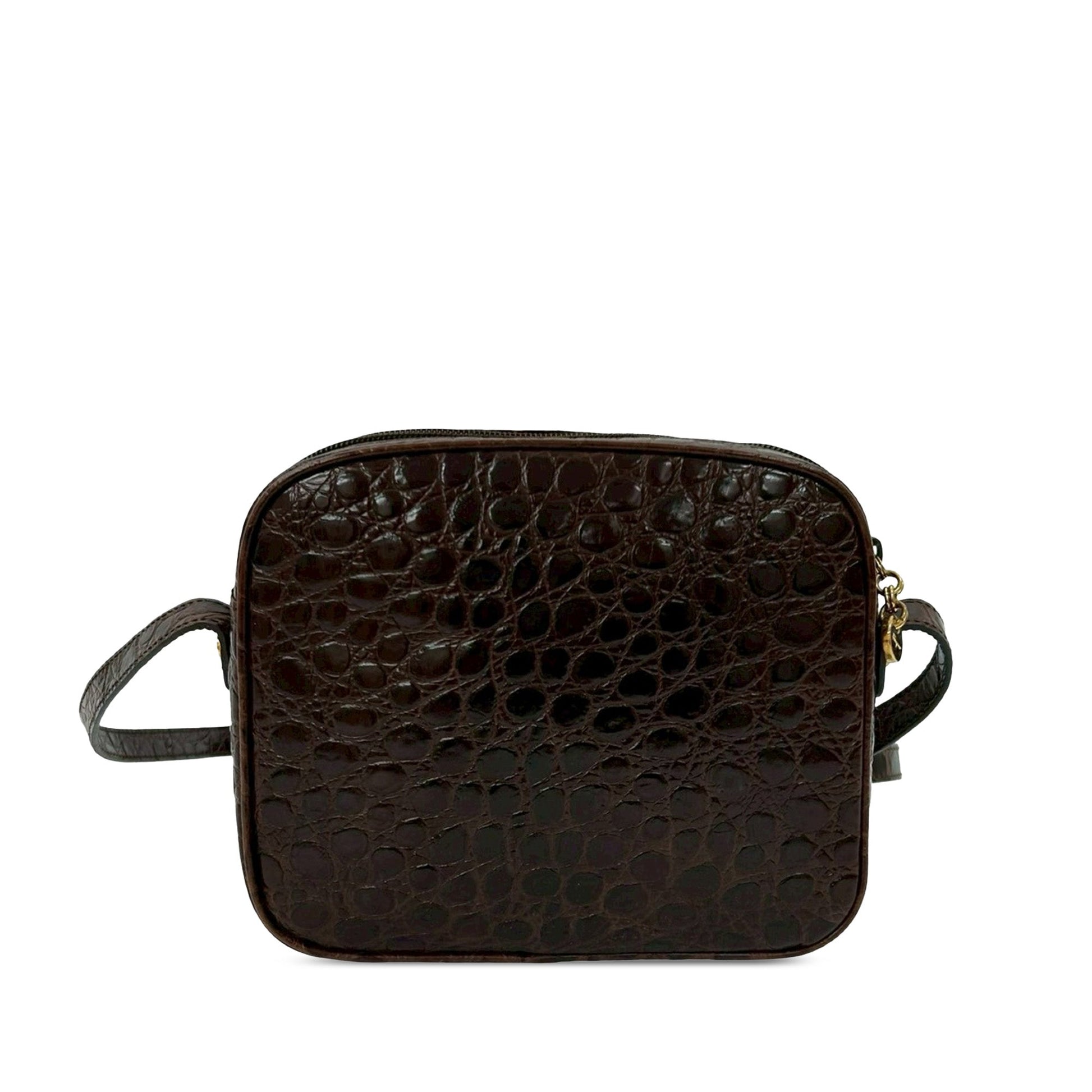 Ferragamo Croc Embossed Leather Vara Crossbody
