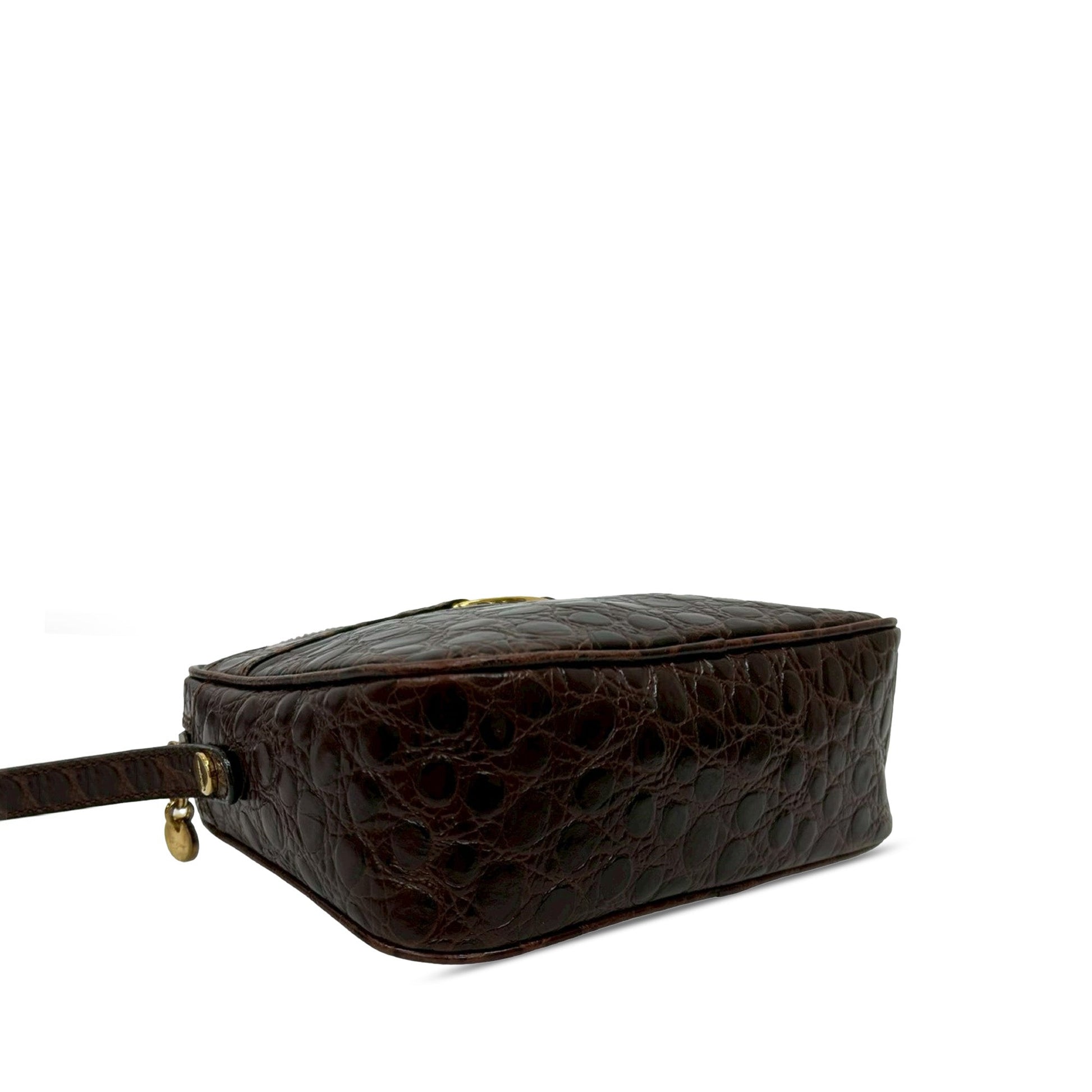 Ferragamo Croc Embossed Leather Vara Crossbody