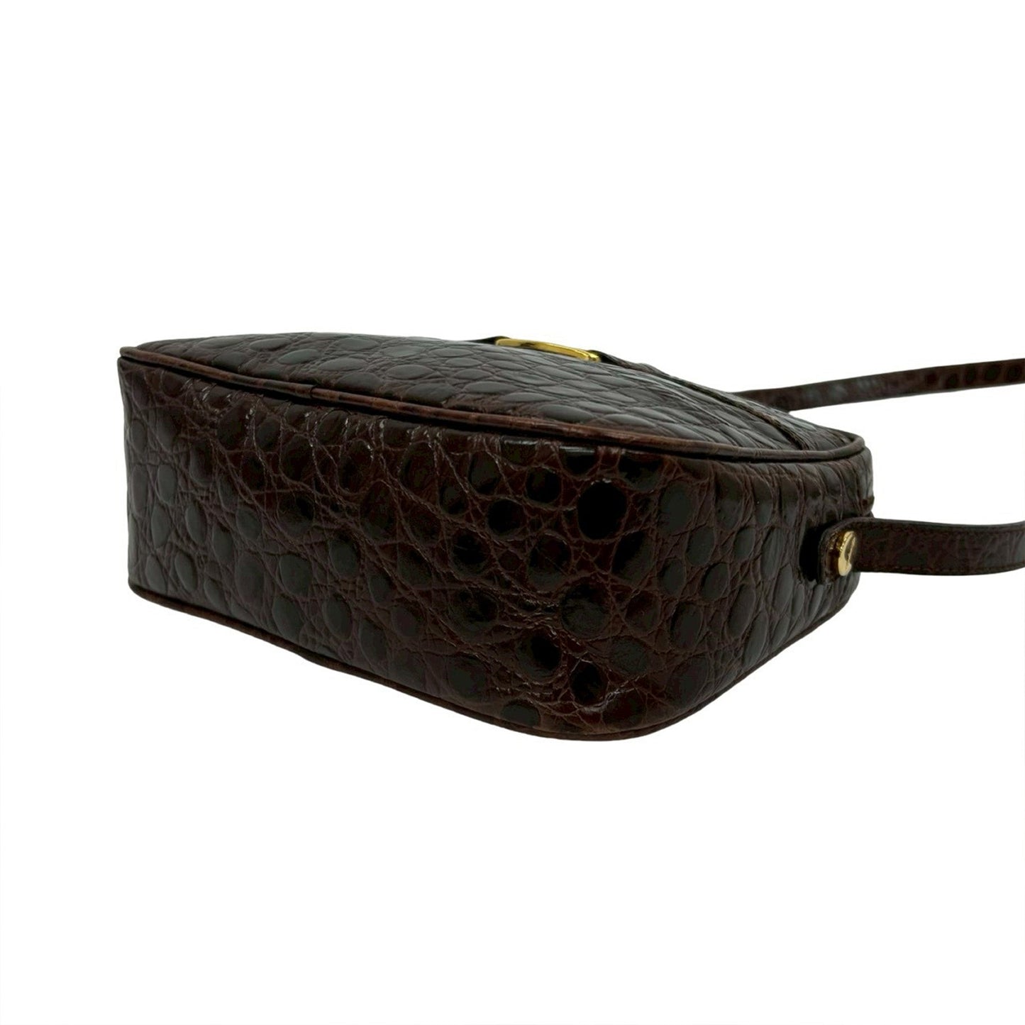 Ferragamo Croc Embossed Leather Vara Crossbody