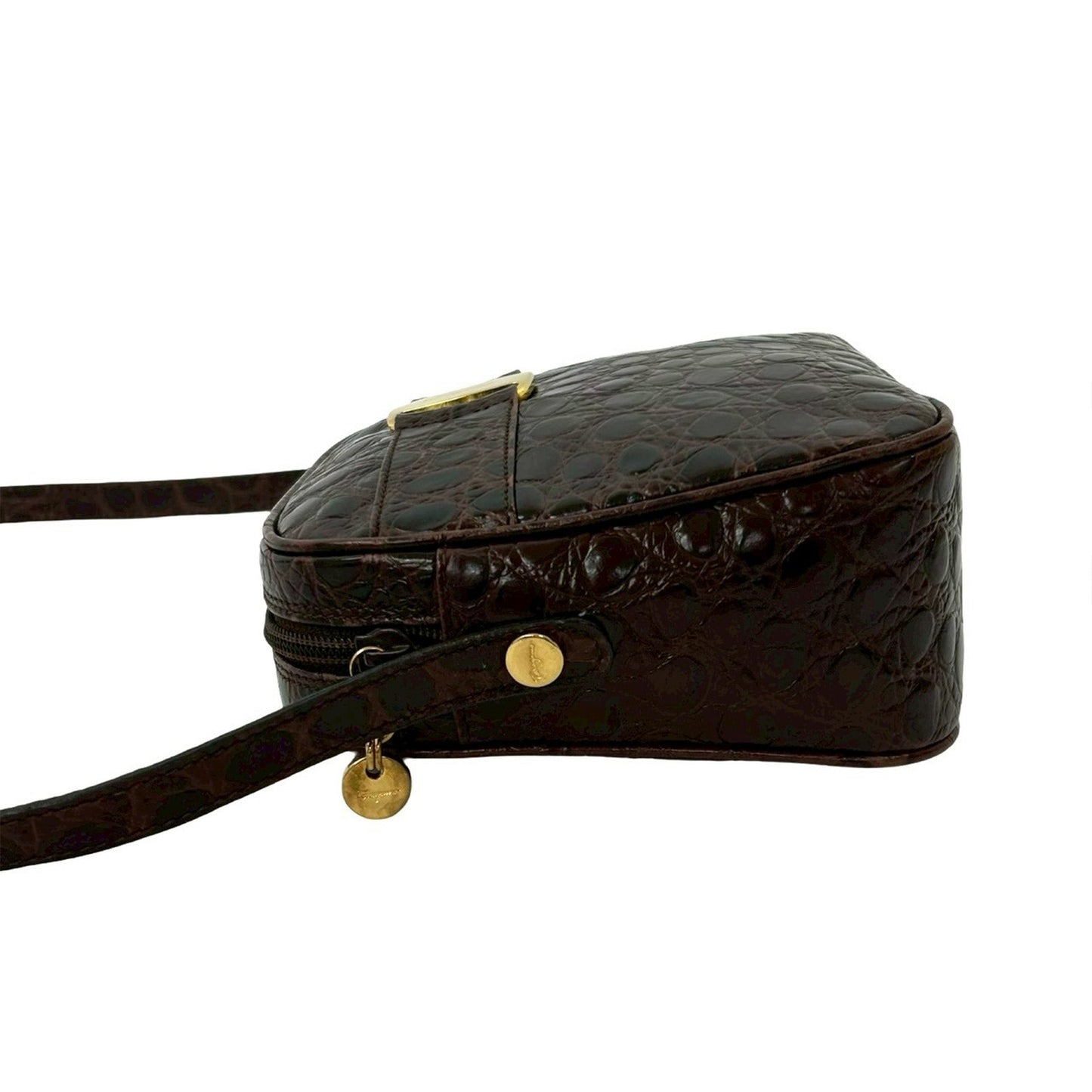 Ferragamo Croc Embossed Leather Vara Crossbody