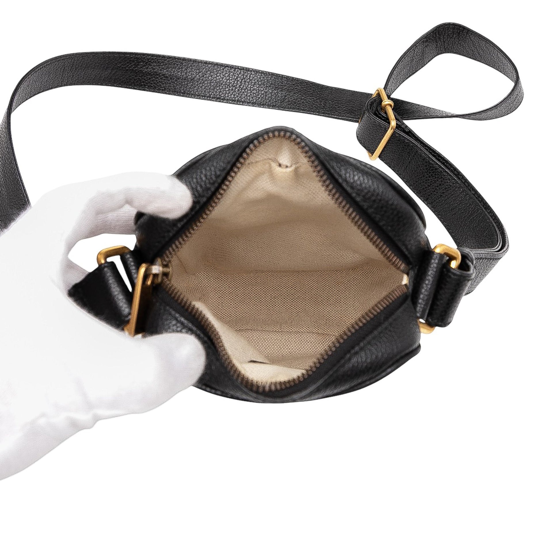 Gucci Mini Grained Calfskin Logo Crossbody