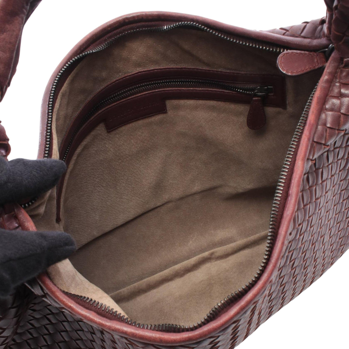 Bottega Veneta Medium Nappa Intrecciato Veneta Hobo — Red