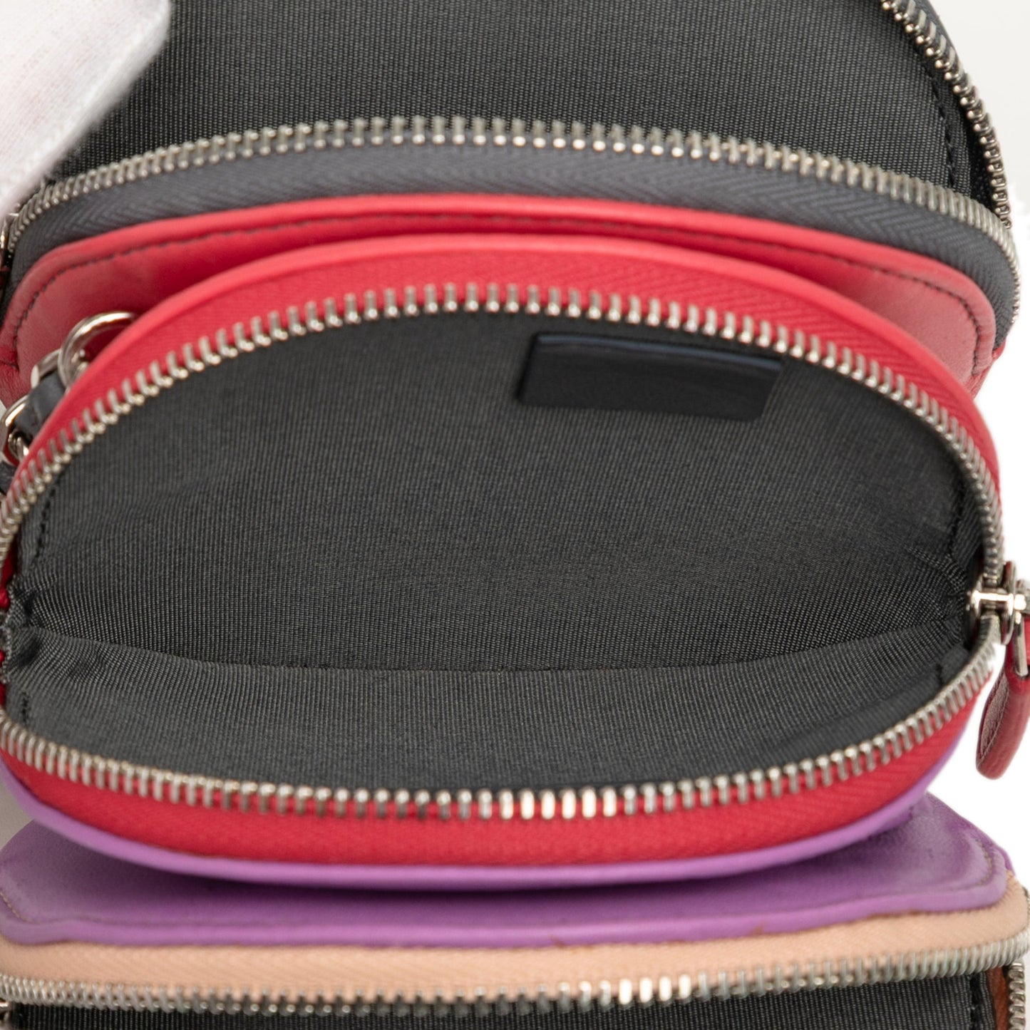Chanel CC Quilted Lambskin Triple Zip Round Clutch With Chain