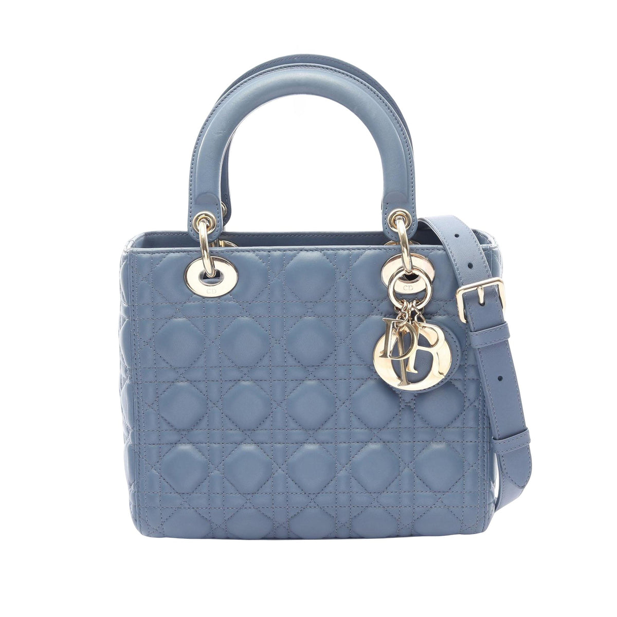 Dior Medium Lambskin Cannage Lady Dior — Blue