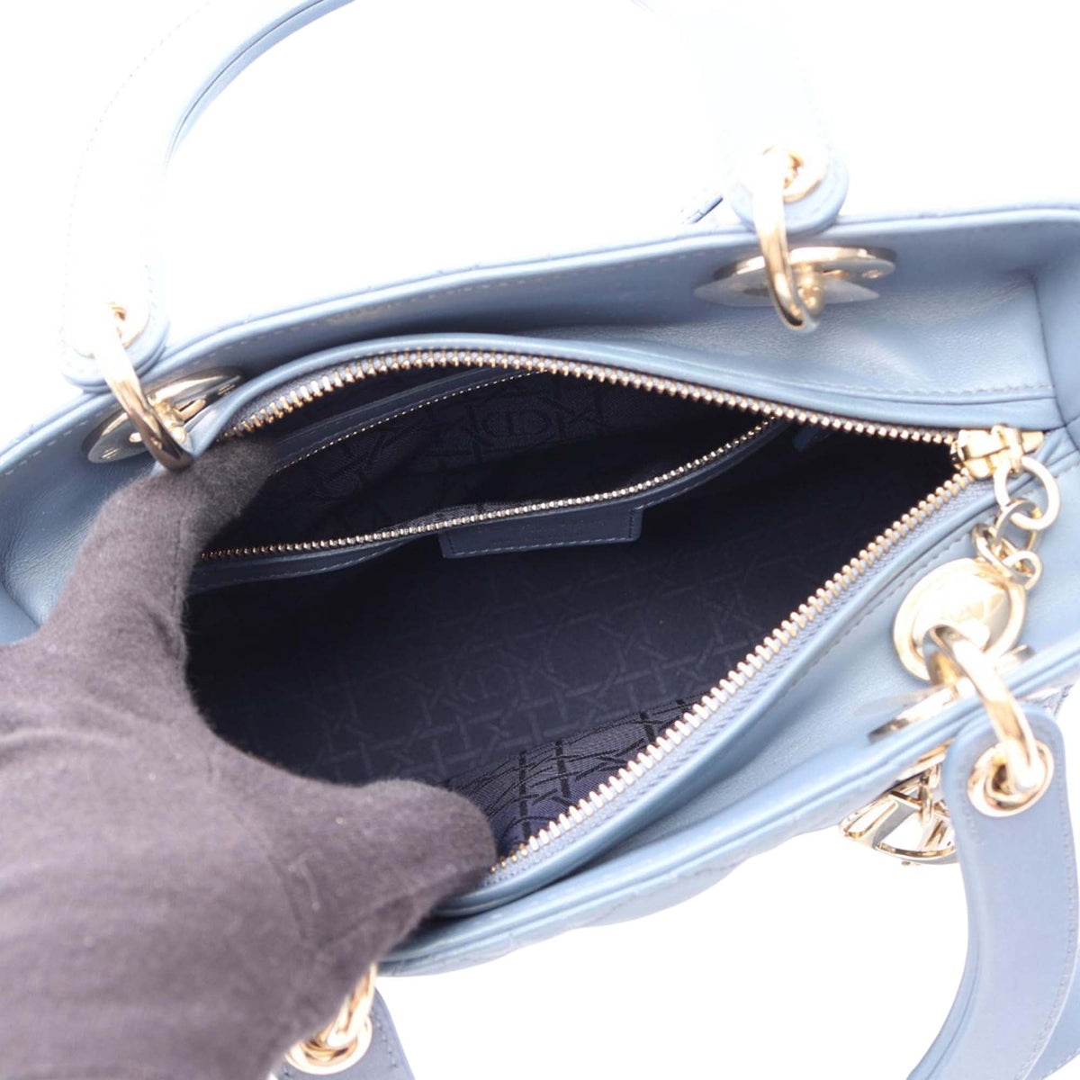 Dior Medium Lambskin Cannage Lady Dior — Blue