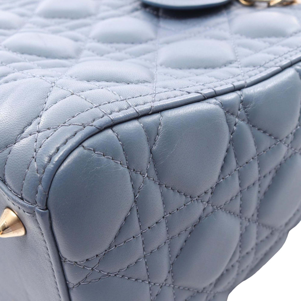 Dior Medium Lambskin Cannage Lady Dior — Blue