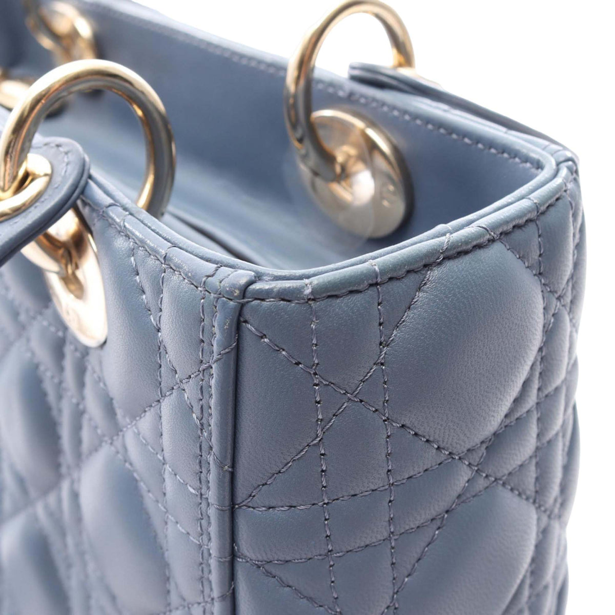Dior Medium Lambskin Cannage Lady Dior — Blue