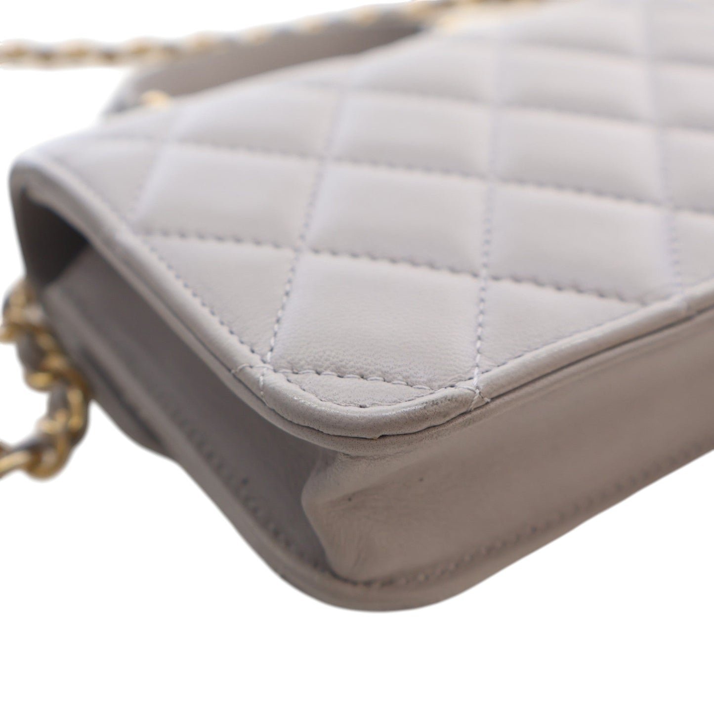 Chanel Mini Quilted Lambskin Top Handle Card Holder with Chain