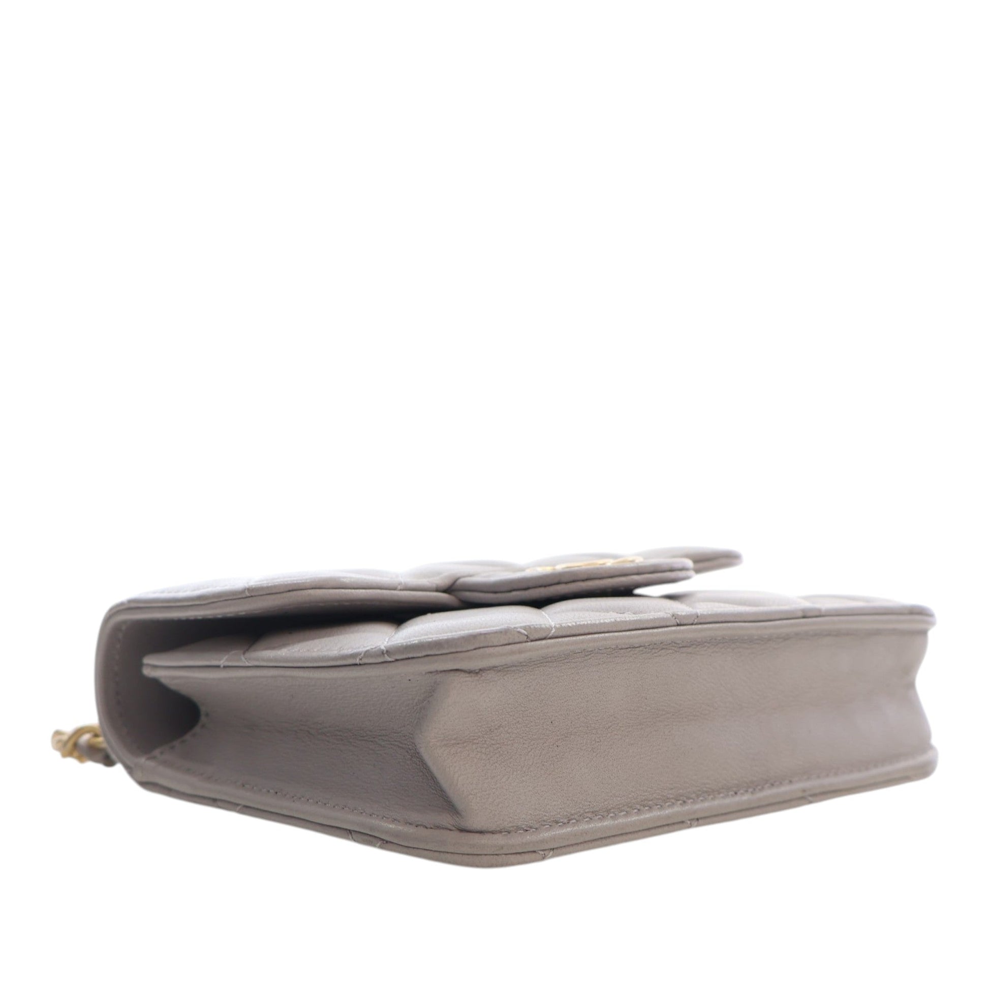 Chanel Mini Quilted Lambskin Top Handle Card Holder with Chain