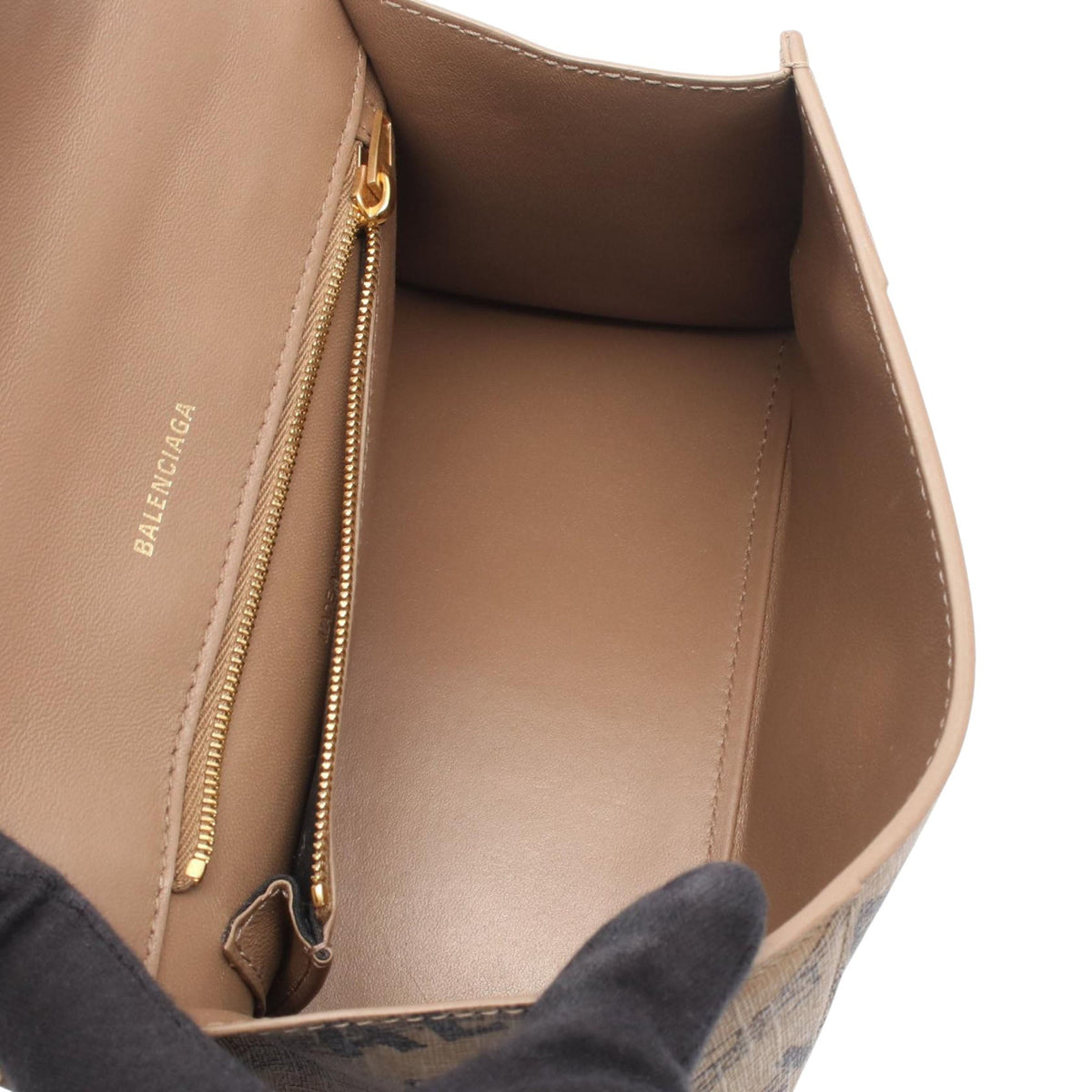 Balenciaga Small BB Monogram Coated Canvas Hourglass Top Handle Bag — Brown