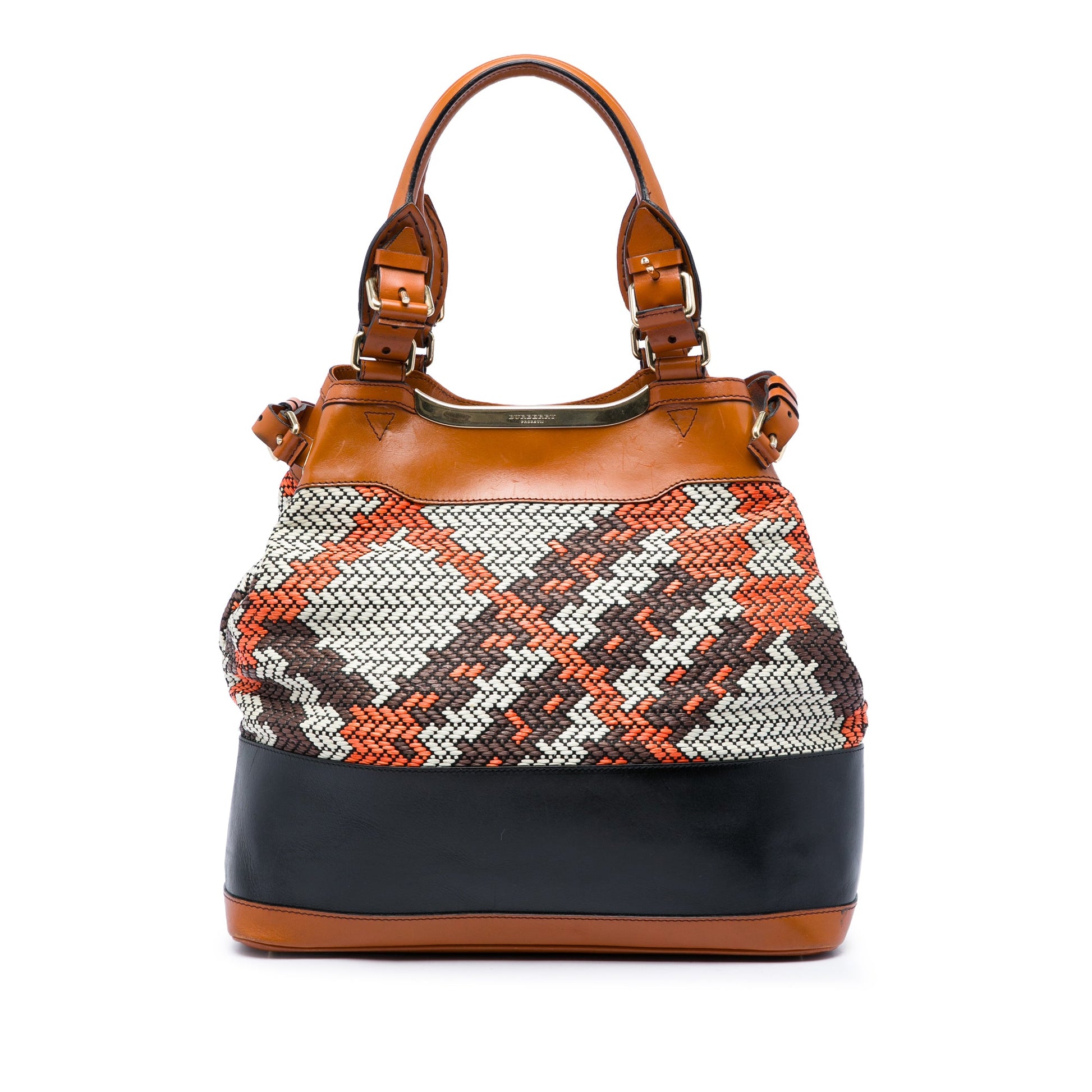 Burberry Prorsum Woven Leather Check Tote